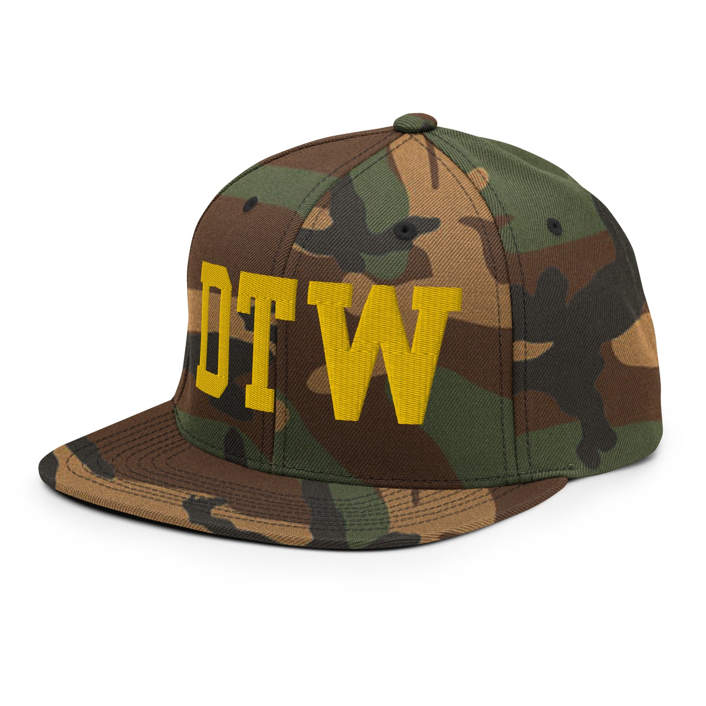 College-Style Classic Snapback Hat • Gold • DTW Detroit • YHM Designs - Image 24