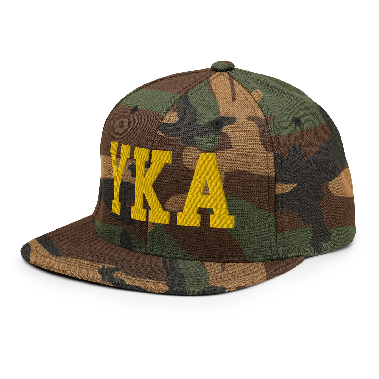 College-Style Classic Snapback Hat • Gold • YKA Kamloops Souvenir • YHM Designs - Image 24