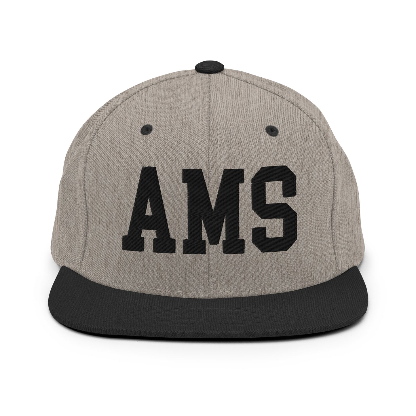 College-Style Classic Snapback Hat • Black • AMS Amsterdam Souvenir • YHM Designs - Image 23