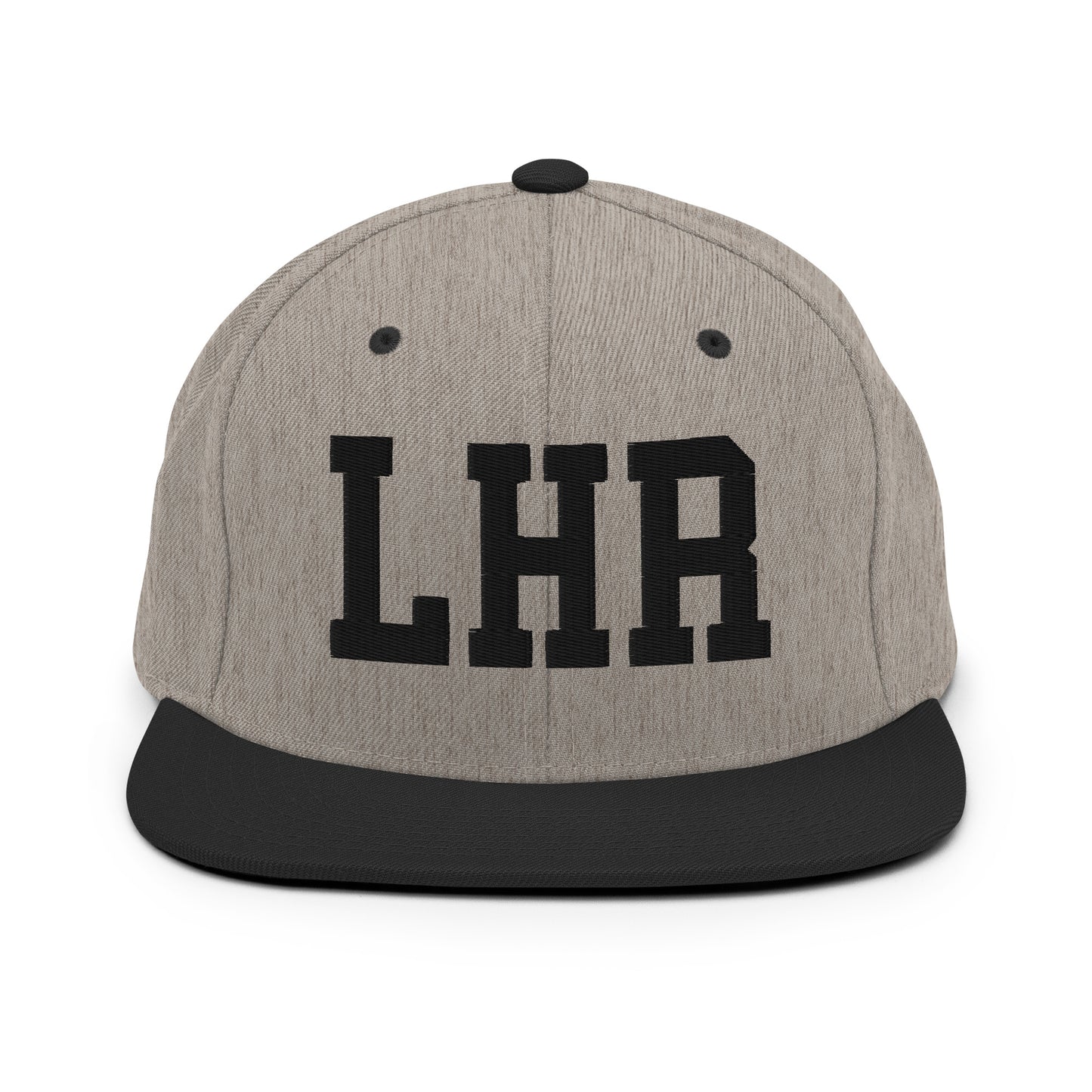 College-Style Classic Snapback Hat • Black • LHR London Souvenir • YHM Designs - Image 23