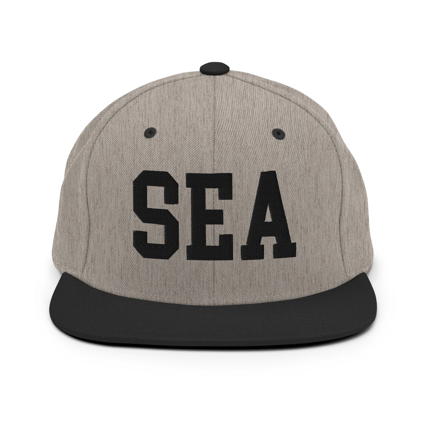 College-Style Classic Snapback Hat • Black • SEA Seattle • YHM Designs - Image 23