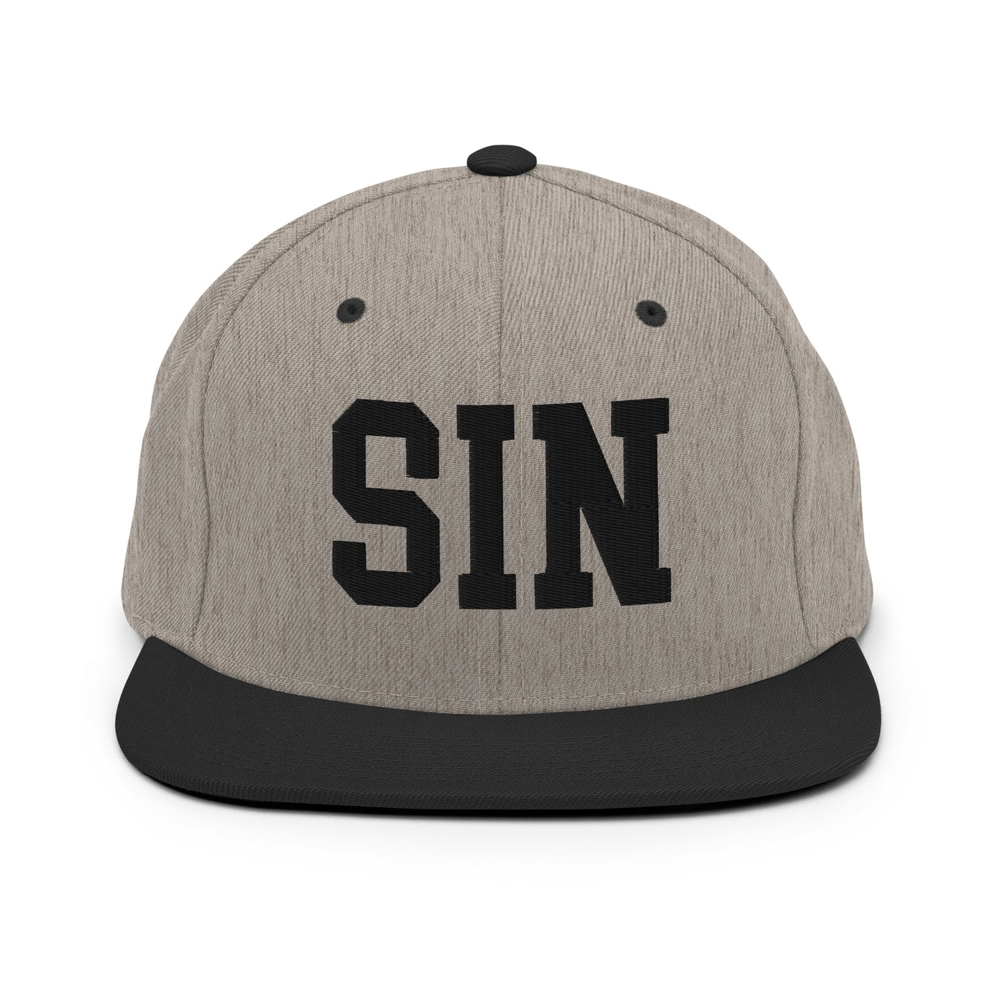 College-Style Classic Snapback Hat • Black • SIN Singapore Souvenir • YHM Designs - Image 23
