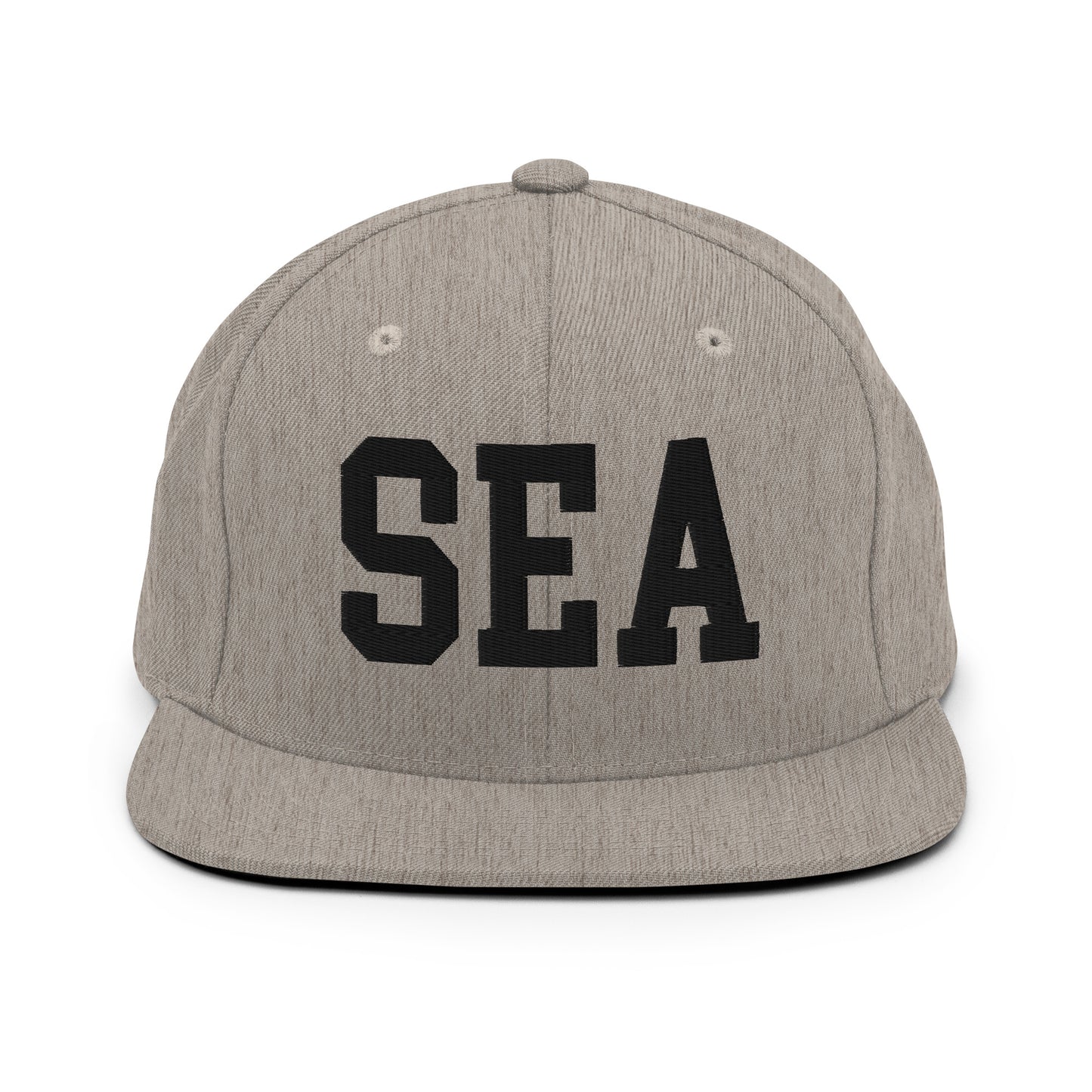College-Style Classic Snapback Hat • Black • SEA Seattle • YHM Designs - Image 27