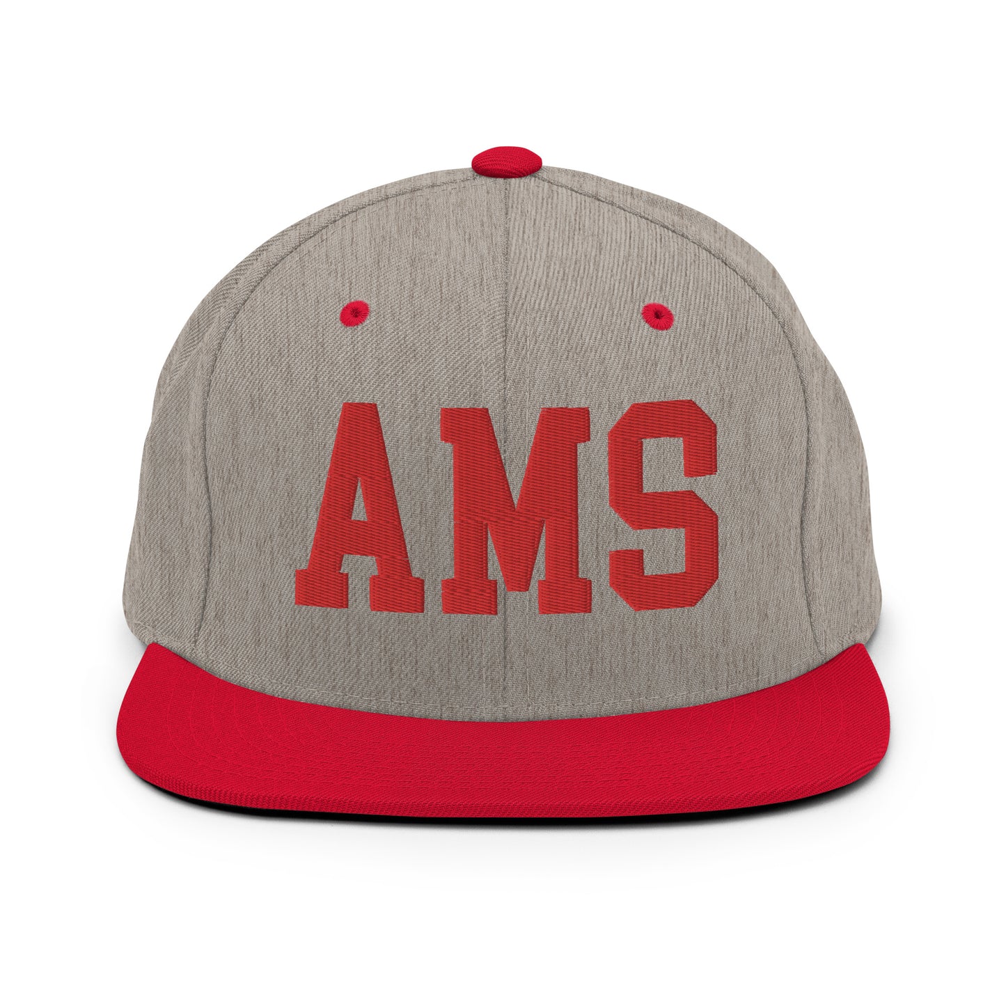 College-Style Classic Snapback Hat • Red • AMS Amsterdam • YHM Designs - Image 31