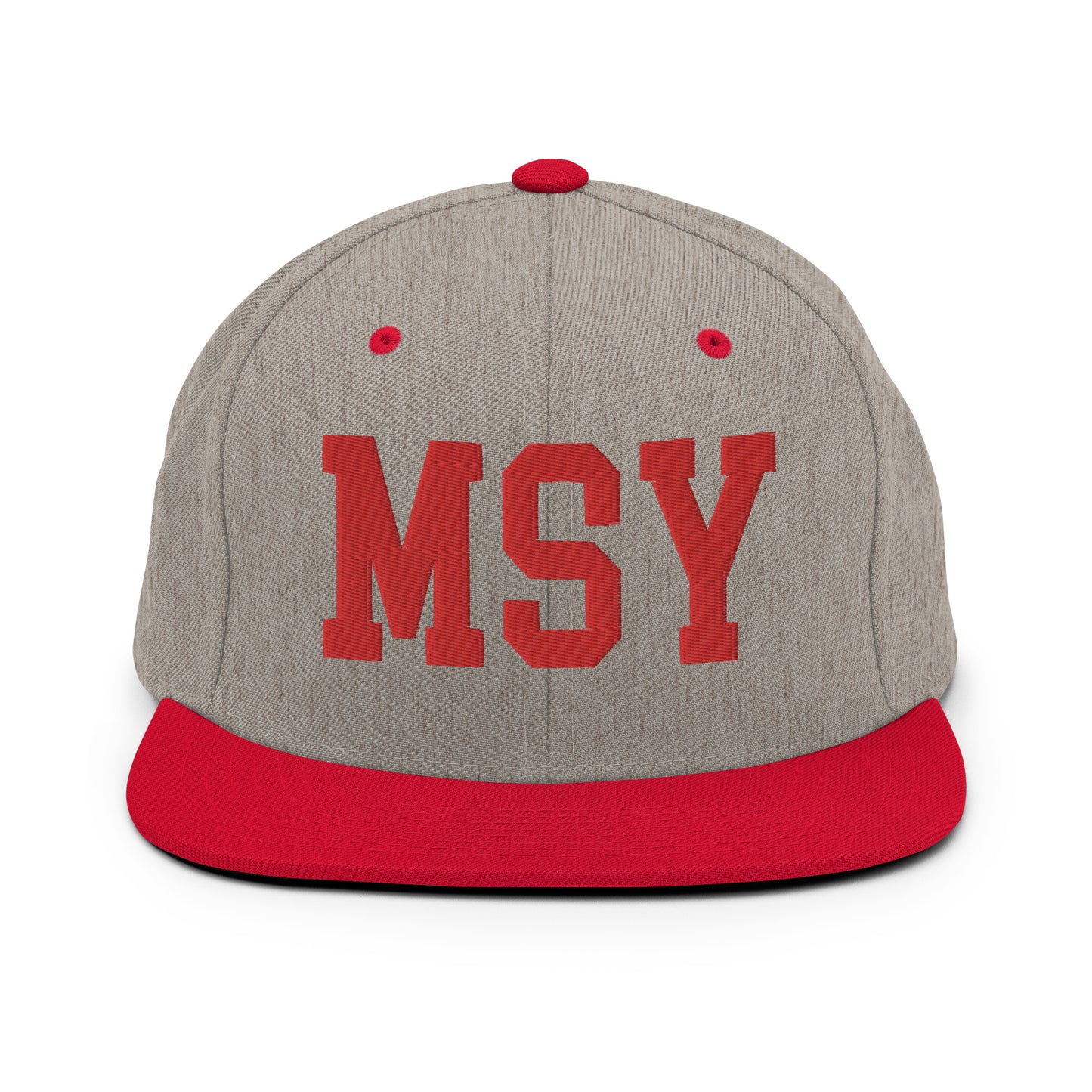 College-Style Classic Snapback Hat • Red • MSY New Orleans • YHM Designs - Image 31