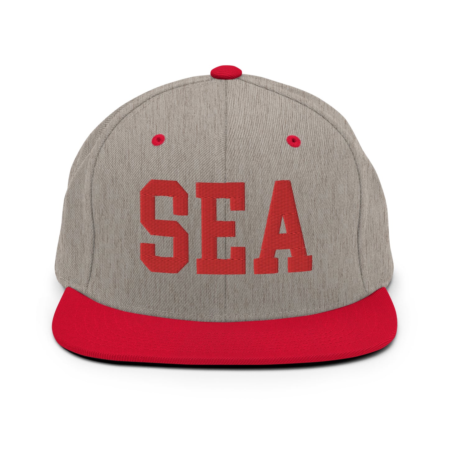 College-Style Classic Snapback Hat • Red • SEA Seattle • YHM Designs - Image 31