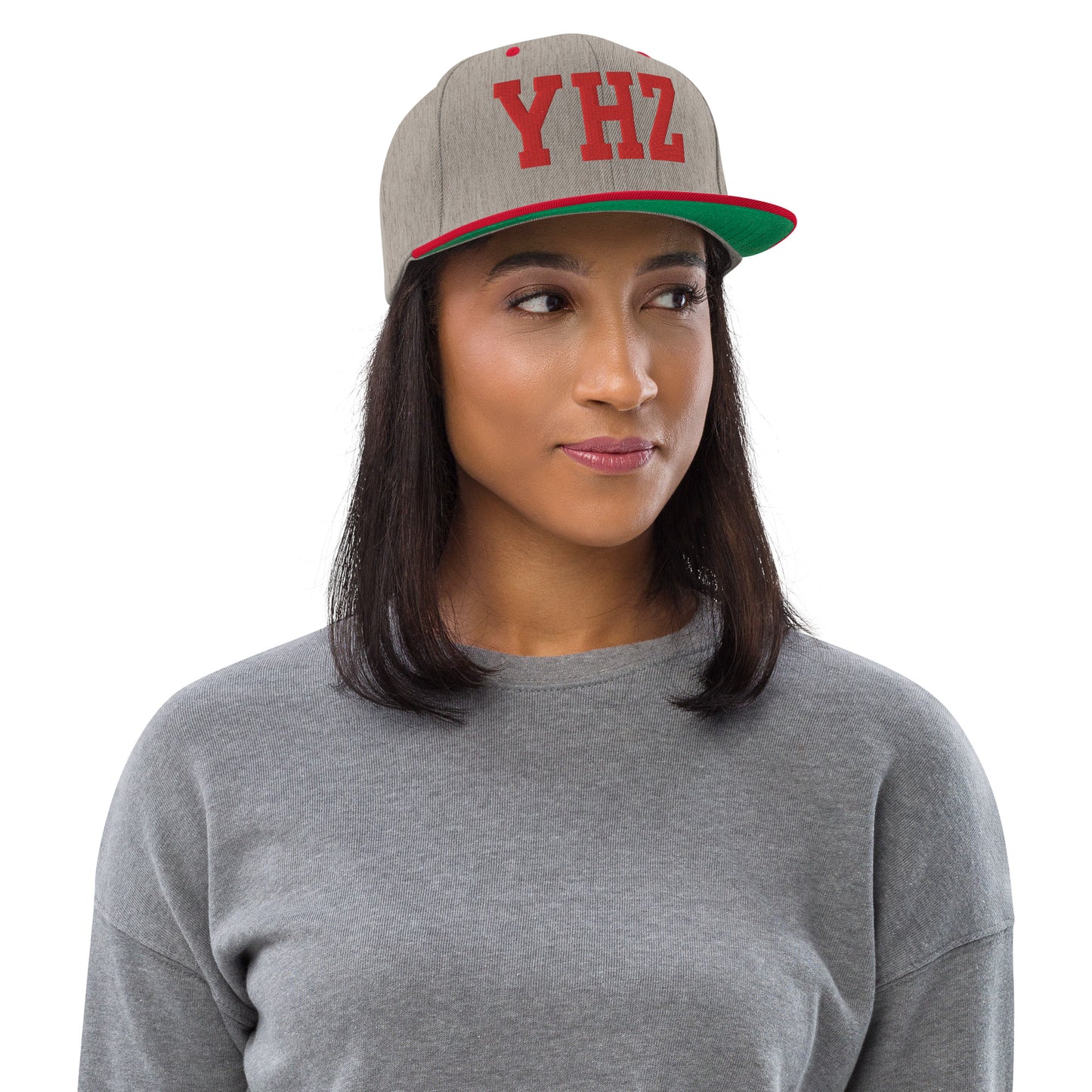 College-Style Classic Snapback Hat • Red • YHZ Halifax Souvenir • YHM Designs - Image 04