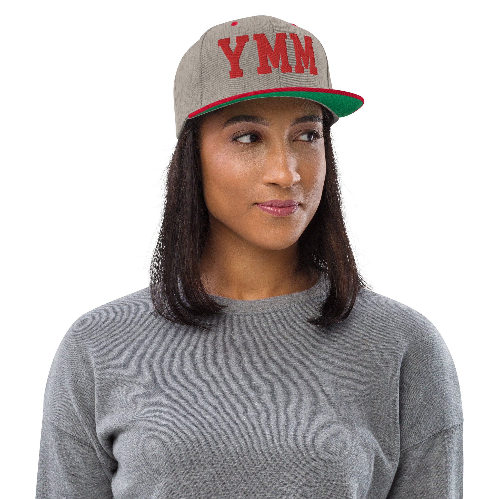 College-Style Classic Snapback Hat • Red • YMM Fort McMurray Souvenir • YHM Designs - Image 04