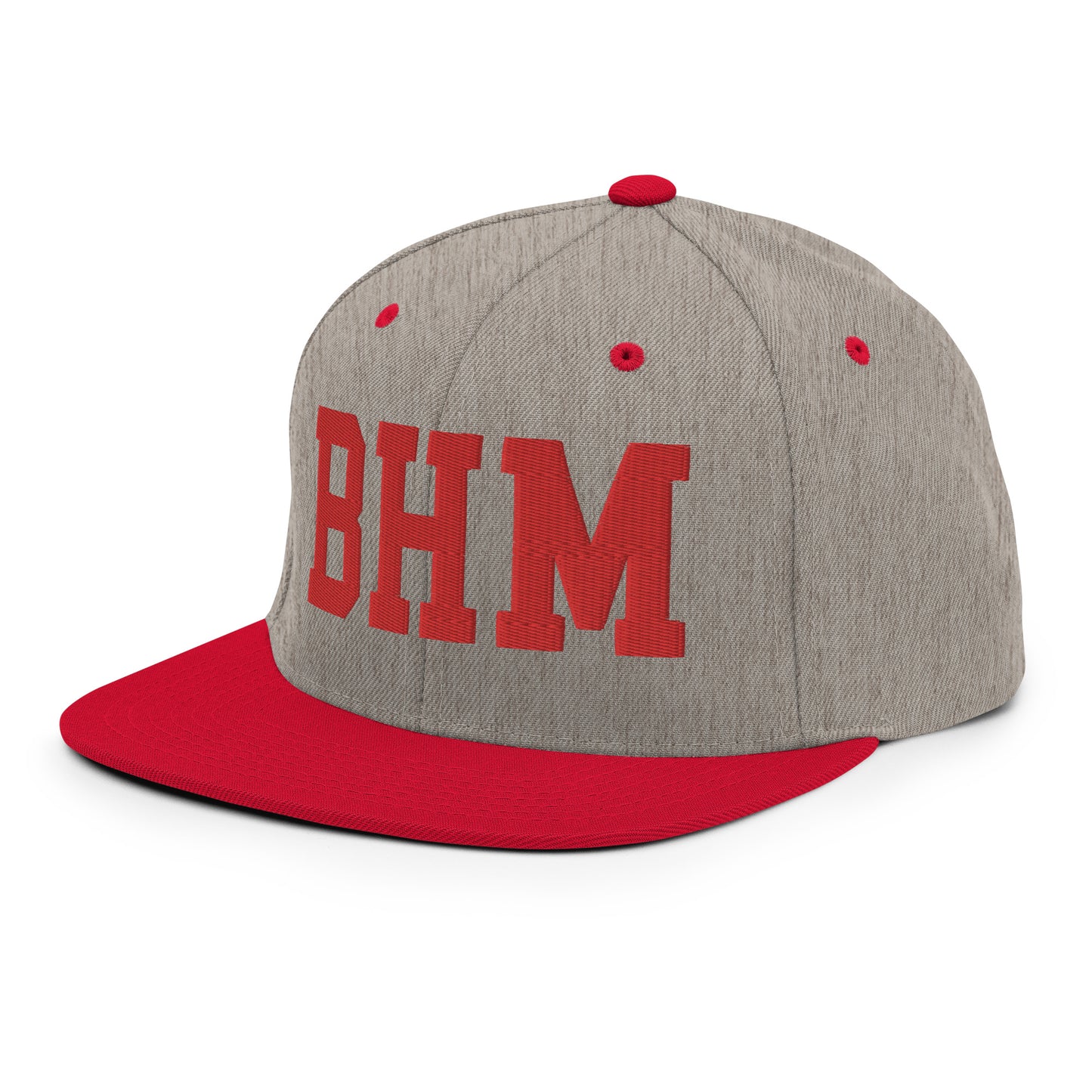 College-Style Classic Snapback Hat • Red • BHM Birmingham • YHM Designs - Image 01
