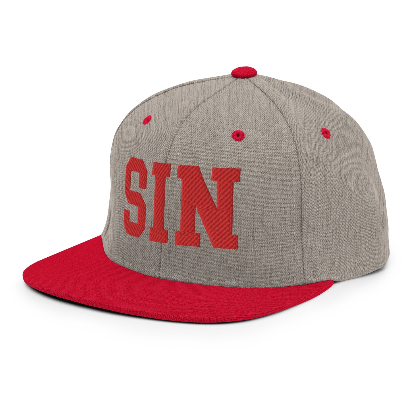 College-Style Classic Snapback Hat • Red • SIN Singapore • YHM Designs - Image 01