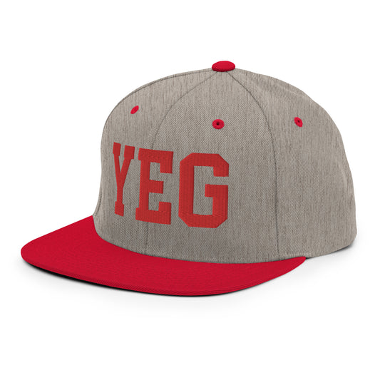College-Style Classic Snapback Hat • Red • YEG Edmonton Souvenir • YHM Designs - Image 01