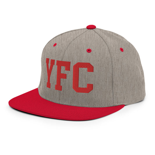 College-Style Classic Snapback Hat • Red • YFC Fredericton Souvenir • YHM Designs - Image 01