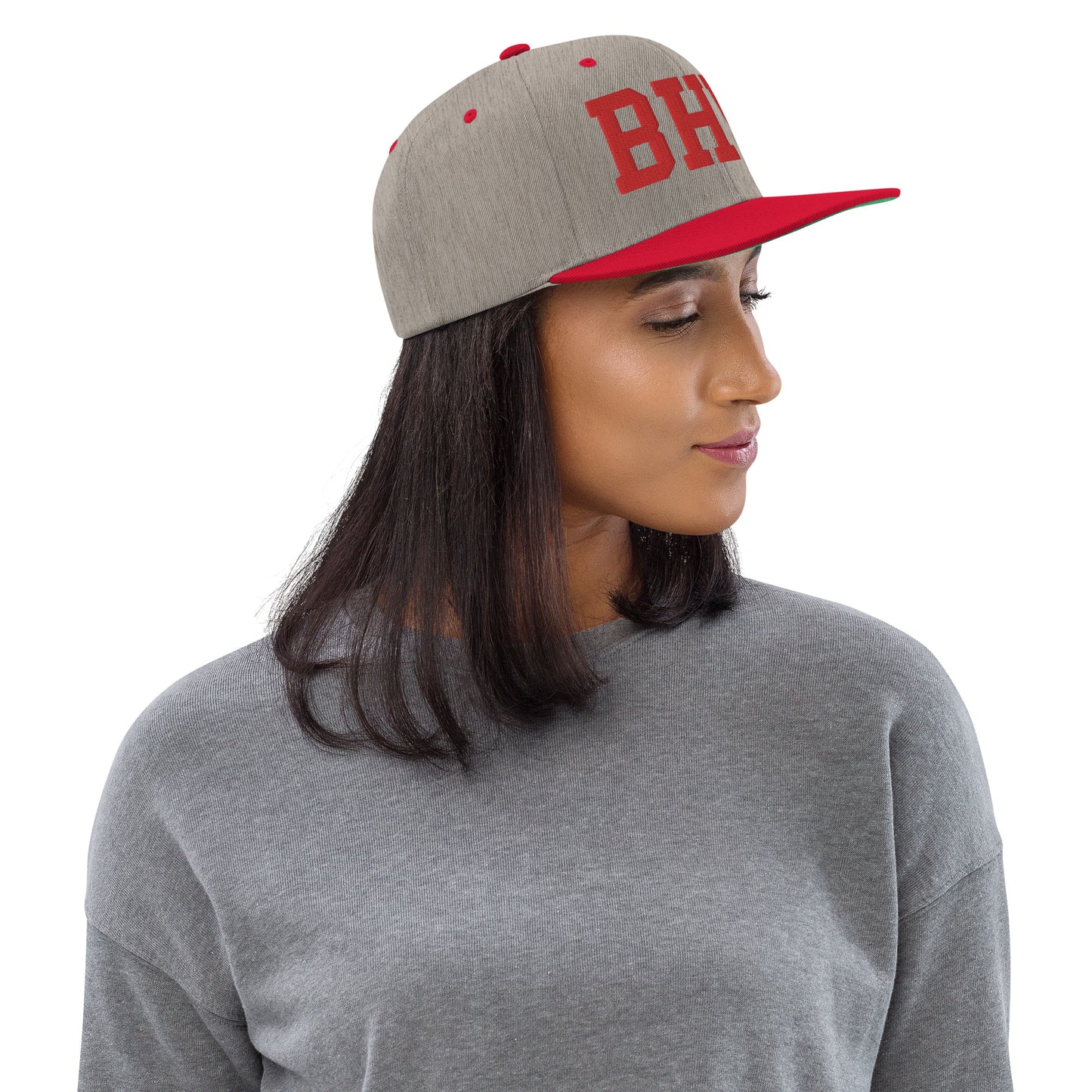 College-Style Classic Snapback Hat • Red • BHM Birmingham • YHM Designs - Image 02