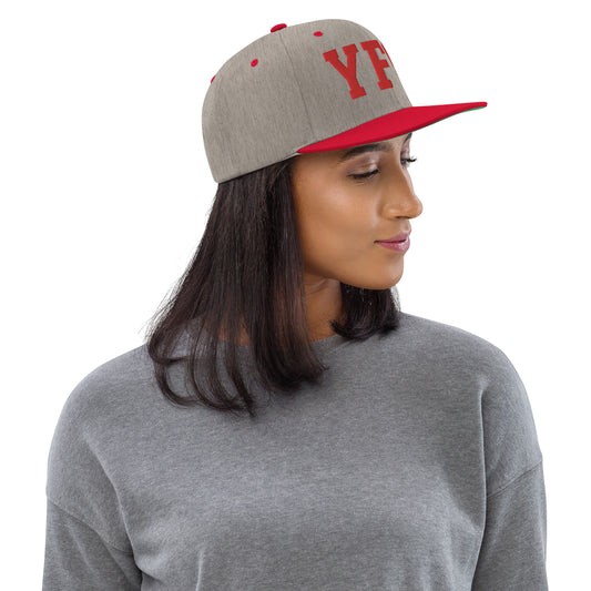 College-Style Classic Snapback Hat • Red • YFC Fredericton Souvenir • YHM Designs - Image 02