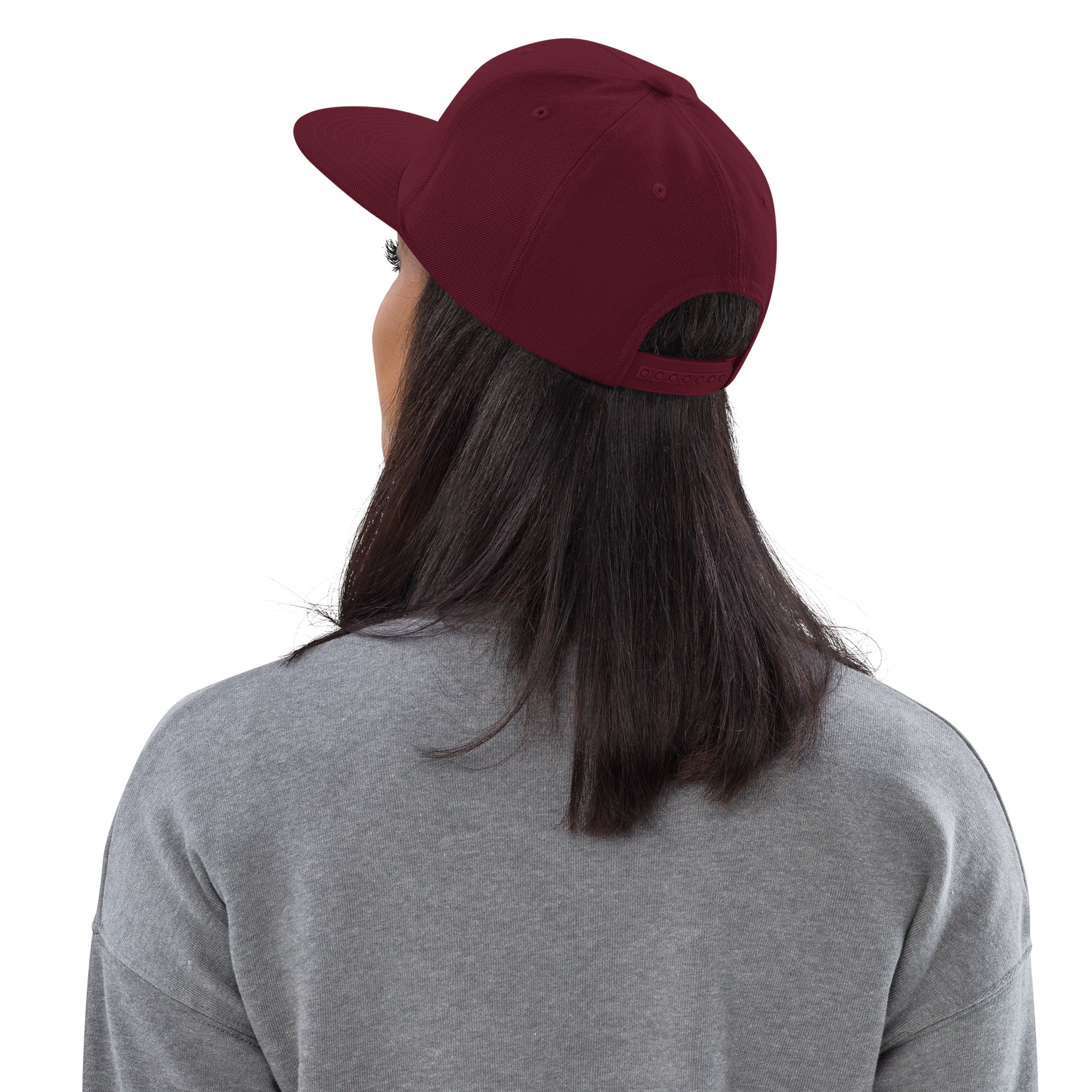College-Style Snapback Hat • Maroon Embroidery • YFC Fredericton Souvenir • YHM Designs - Image 03