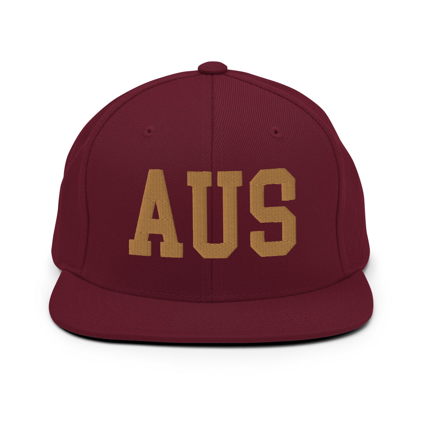 College-Style Classic Snapback Hat • Old Gold • AUS Austin Souvenir • YHM Designs - Image 10