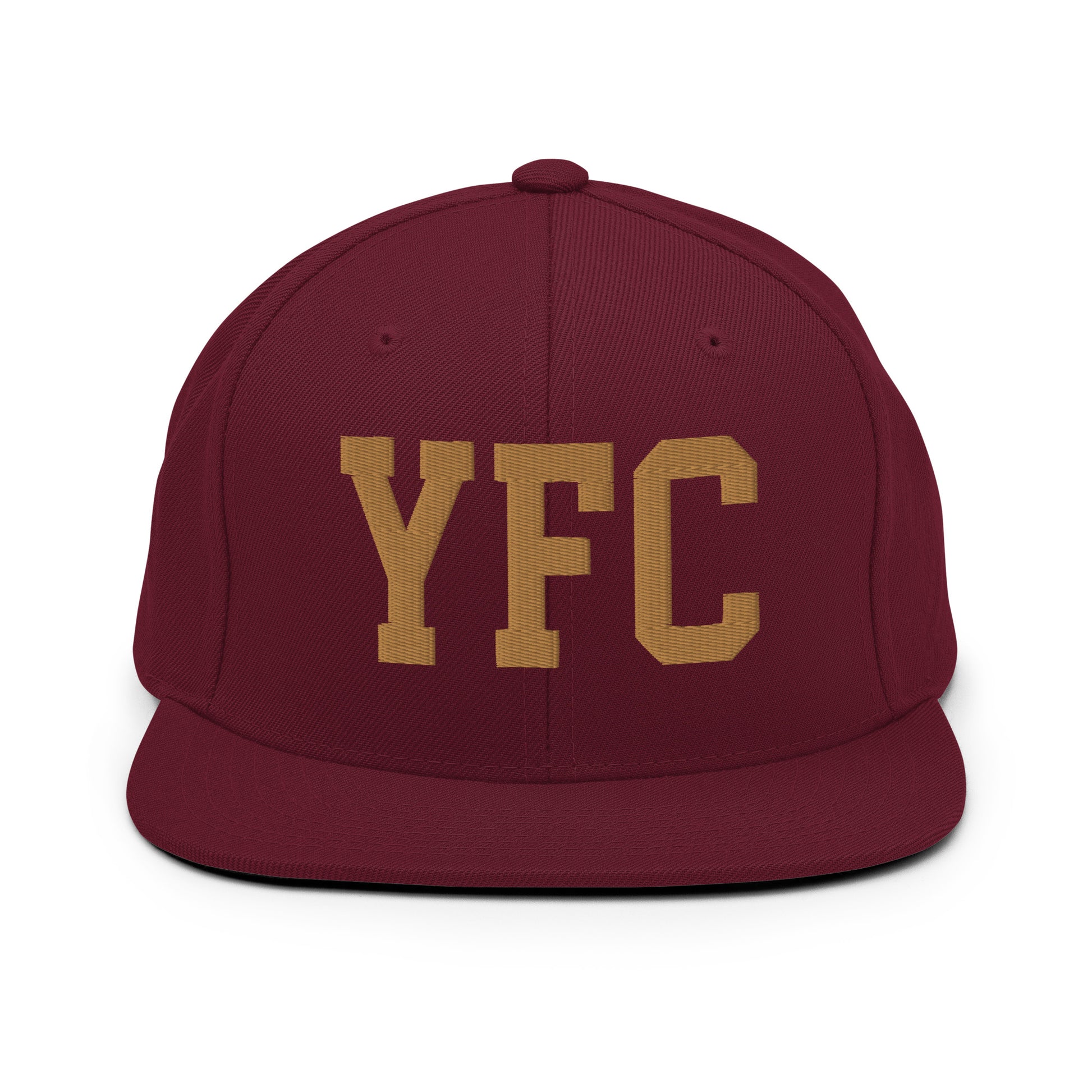 College-Style Classic Snapback Hat • Old Gold • YFC Fredericton Souvenir • YHM Designs - Image 10