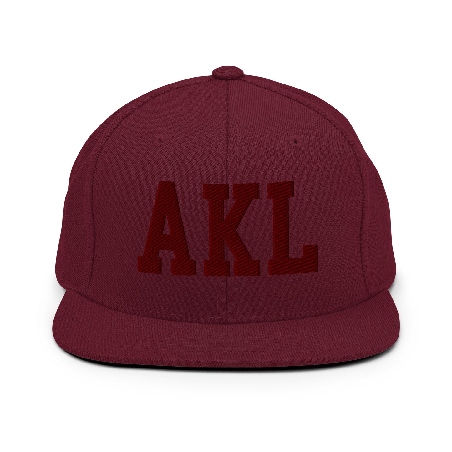 College-Style Snapback Hat • Maroon Embroidery • AKL Auckland • YHM Designs - Image 07