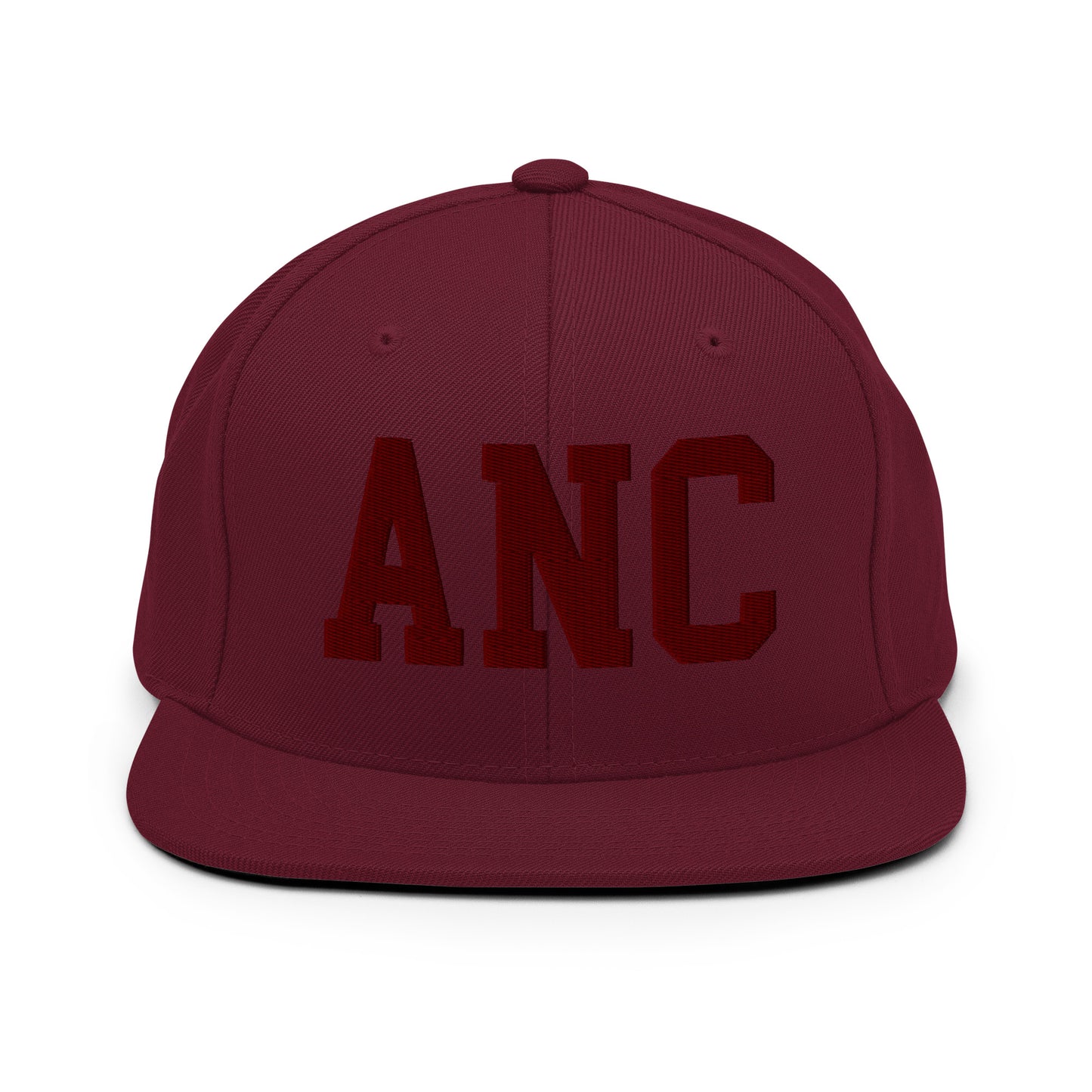 College-Style Snapback Hat • Maroon Embroidery • ANC Anchorage • YHM Designs - Image 07
