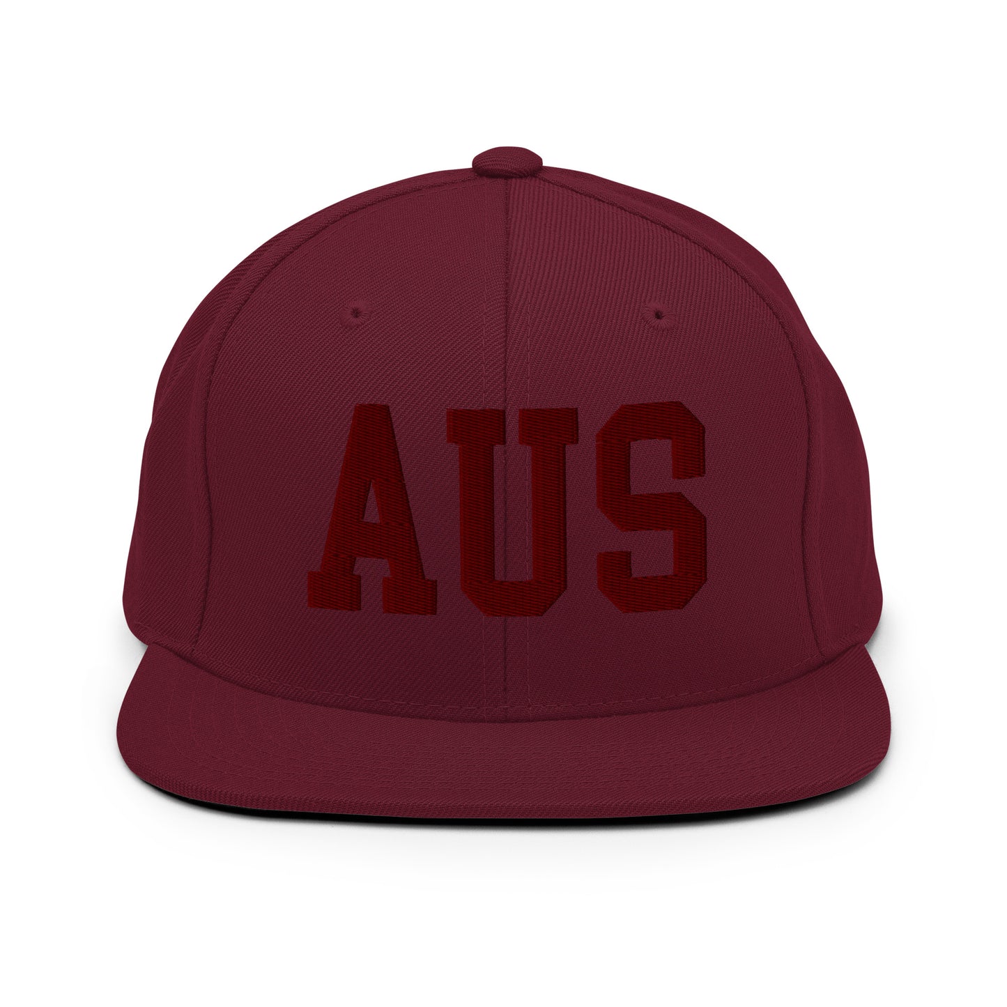 College-Style Snapback Hat • Maroon Embroidery • AUS Austin • YHM Designs - Image 07