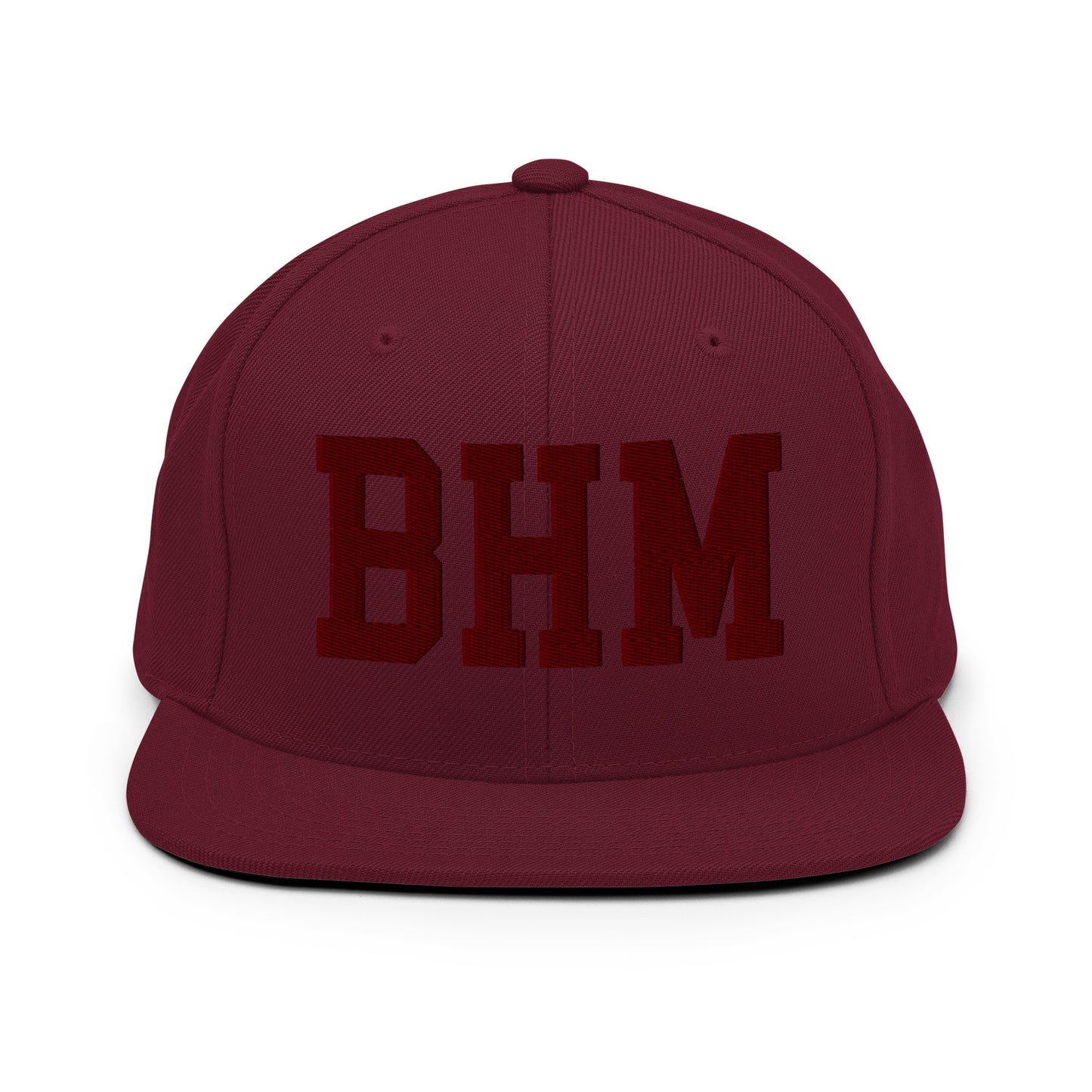 College-Style Snapback Hat • Maroon Embroidery • BHM Birmingham • YHM Designs - Image 07