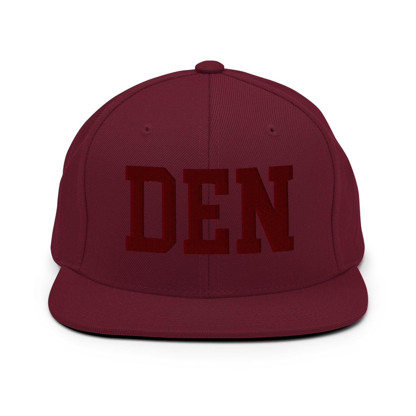 College-Style Snapback Hat • Maroon Embroidery • DEN Denver • YHM Designs - Image 07