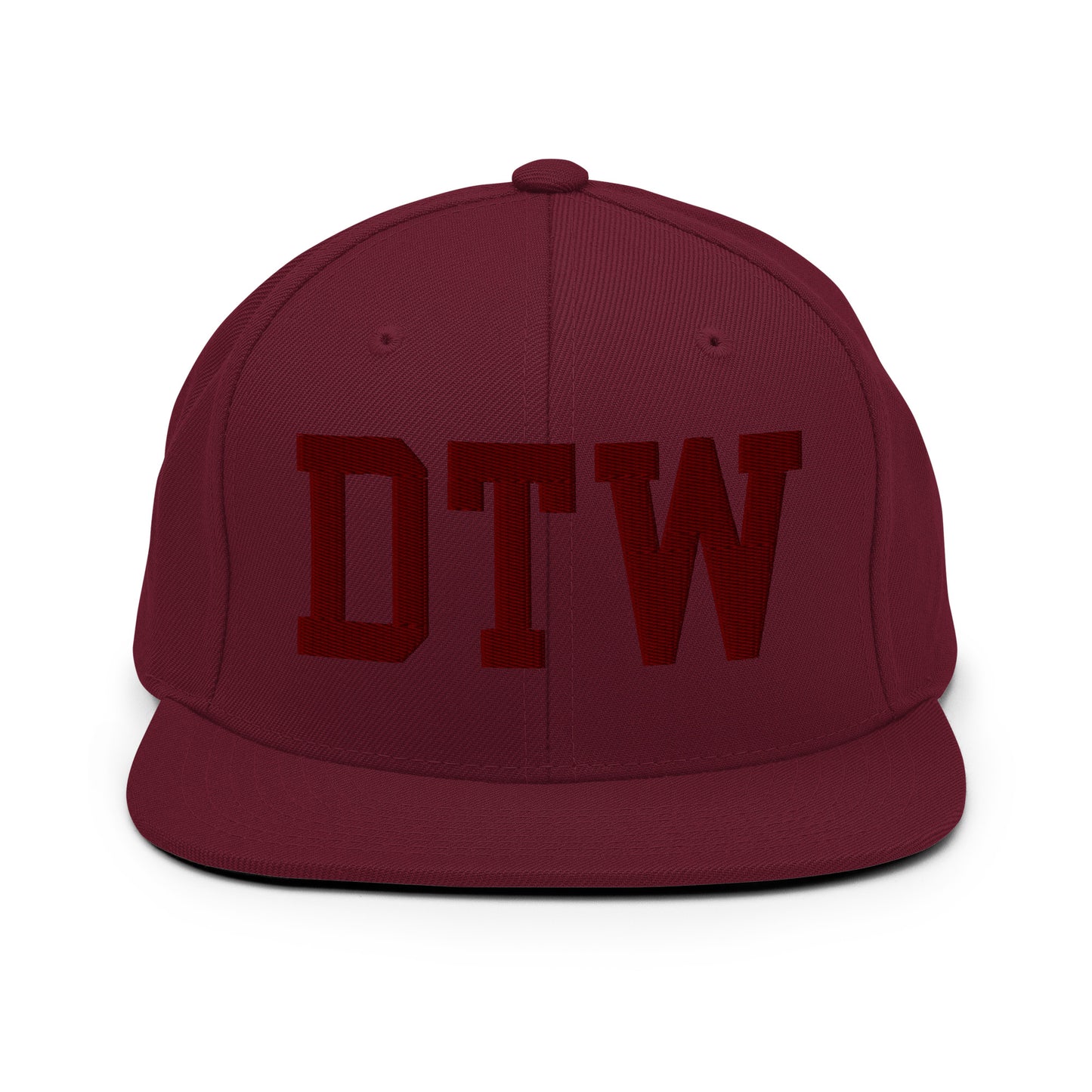 College-Style Snapback Hat • Maroon Embroidery • DTW Detroit • YHM Designs - Image 07