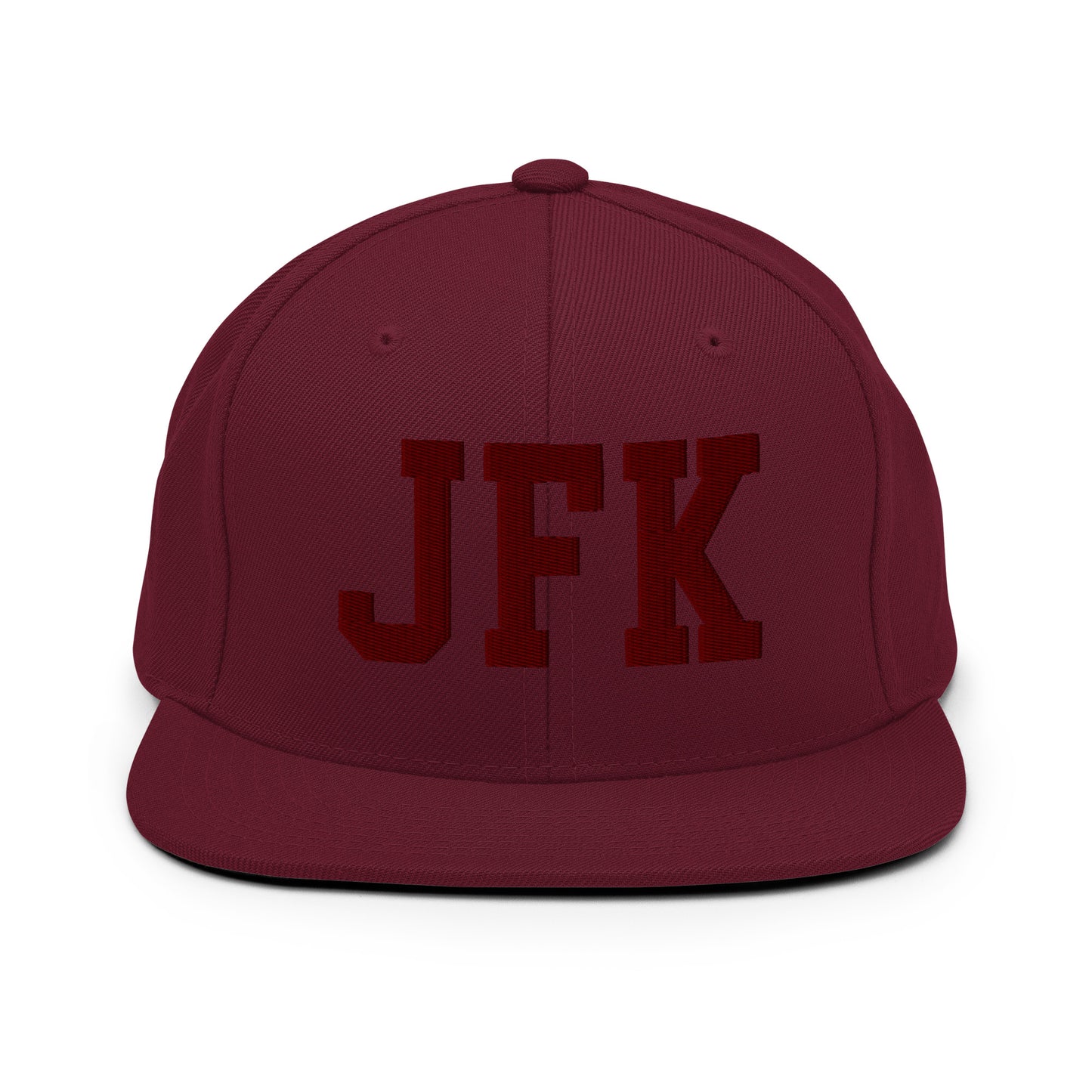 College-Style Snapback Hat • Maroon Embroidery • JFK New York City • YHM Designs - Image 07