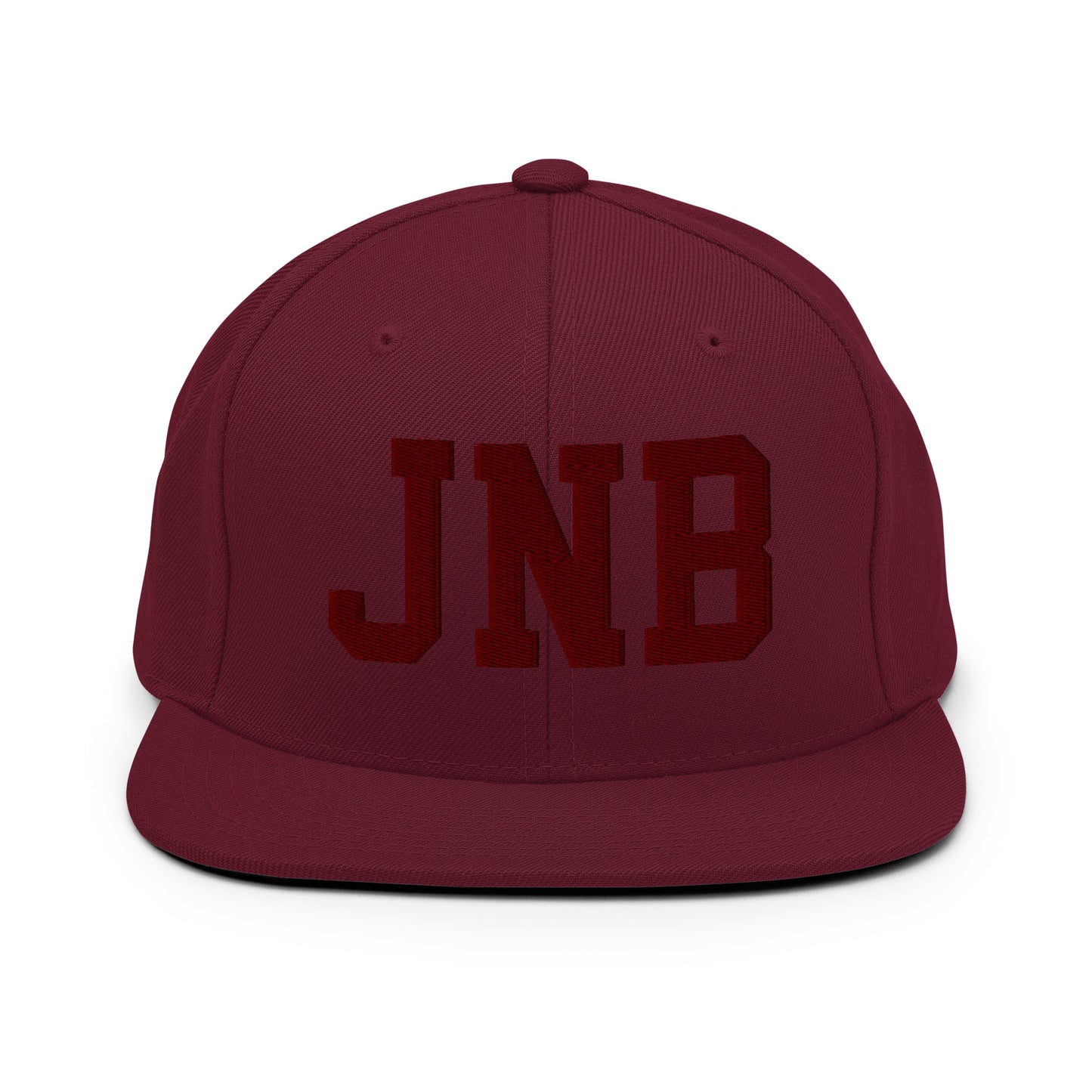 College-Style Snapback Hat • Maroon Embroidery • JNB Johannesburg • YHM Designs - Image 07