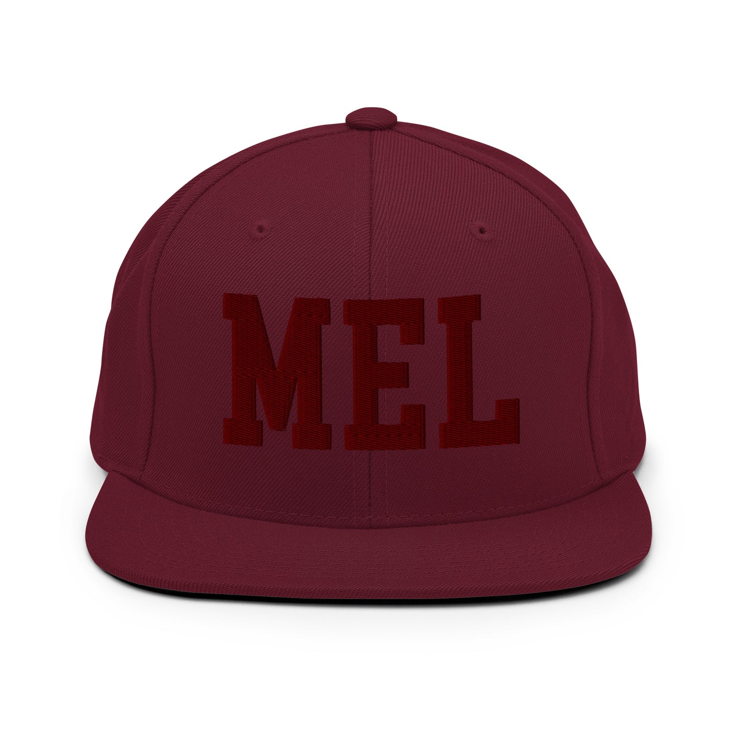 College-Style Snapback Hat • Maroon Embroidery • MEL Melbourne • YHM Designs - Image 07