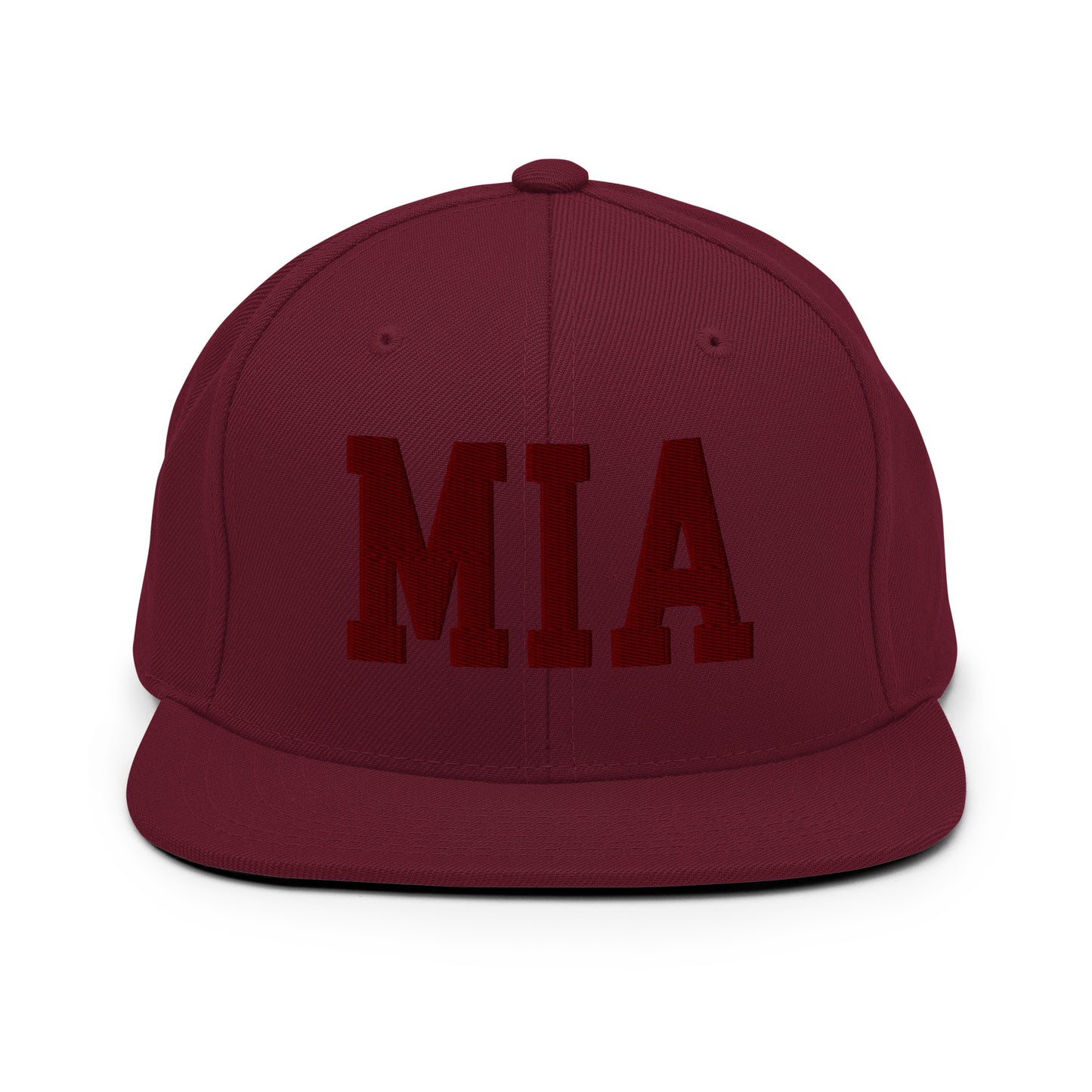 College-Style Snapback Hat • Maroon Embroidery • MIA Miami • YHM Designs - Image 07