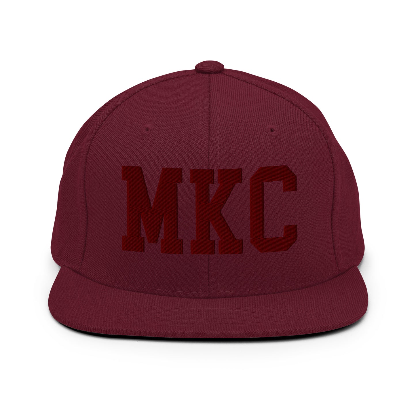 College-Style Snapback Hat • Maroon Embroidery • MKC Kansas City • YHM Designs - Image 07