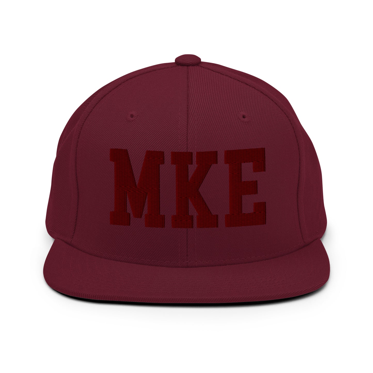 College-Style Snapback Hat • Maroon Embroidery • MKE Milwaukee • YHM Designs - Image 07