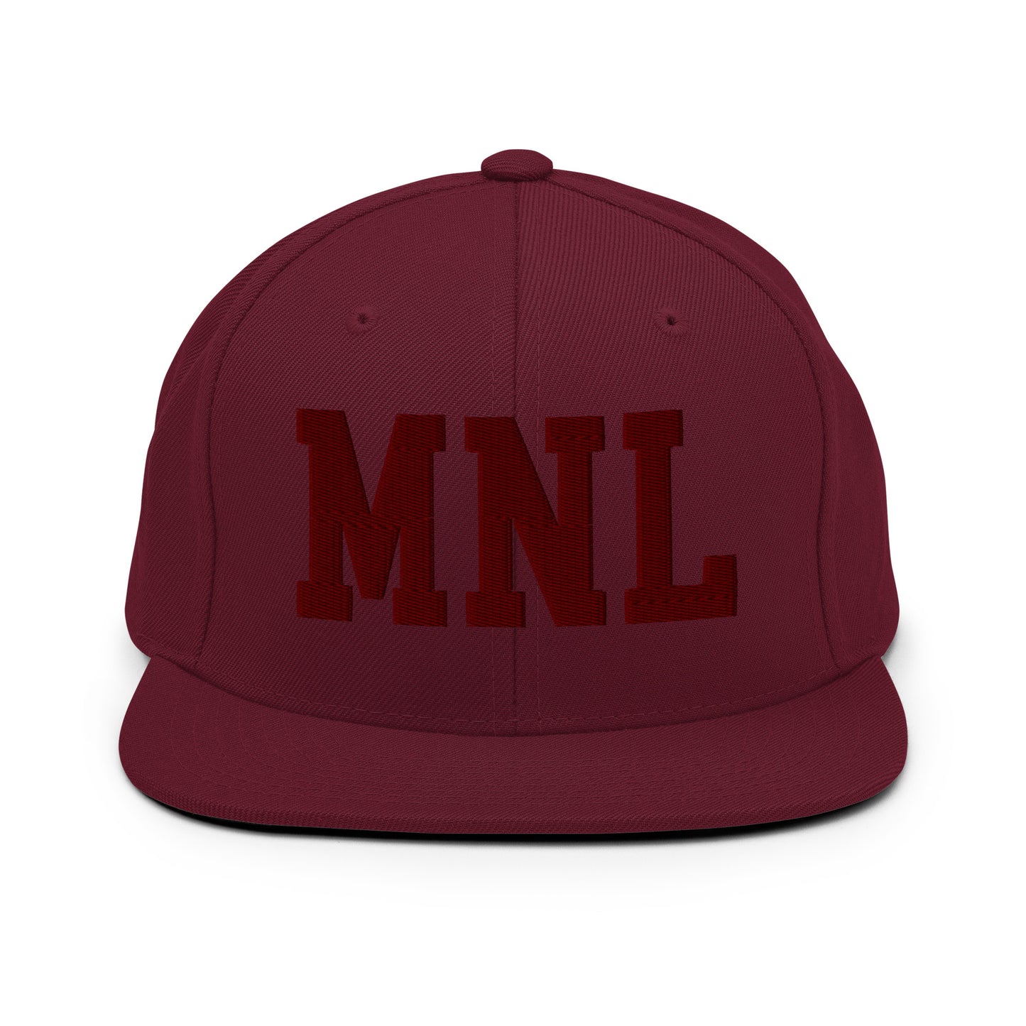 College-Style Snapback Hat • Maroon Embroidery • MNL Manila • YHM Designs - Image 07