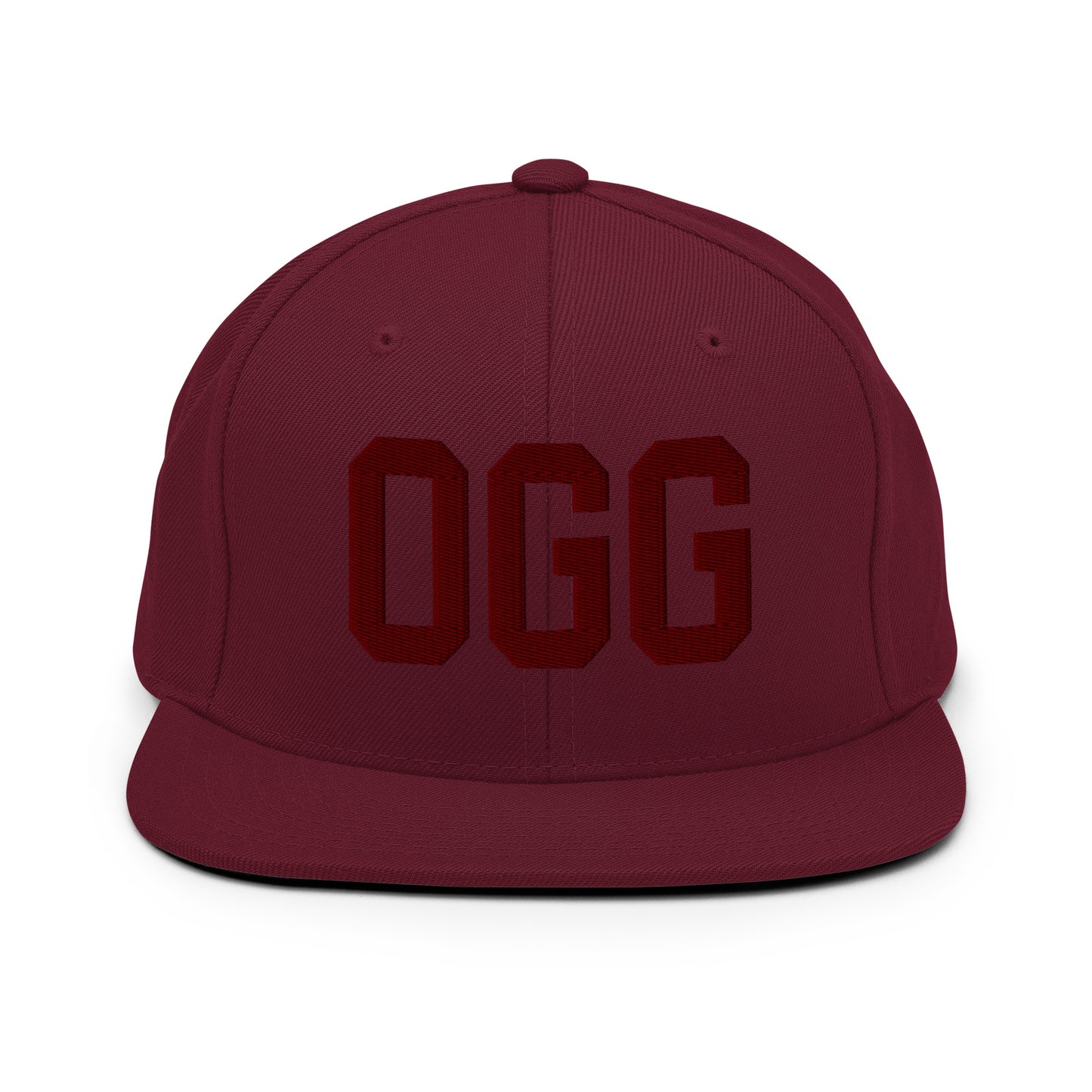 College-Style Snapback Hat • Maroon Embroidery • OGG Maui Souvenir • YHM Designs - Image 07