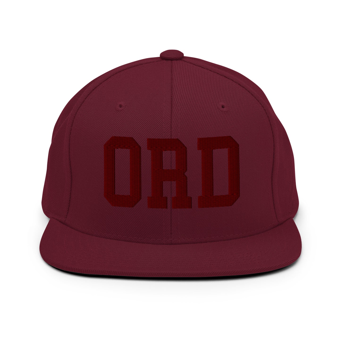 College-Style Snapback Hat • Maroon Embroidery • ORD Chicago • YHM Designs - Image 07