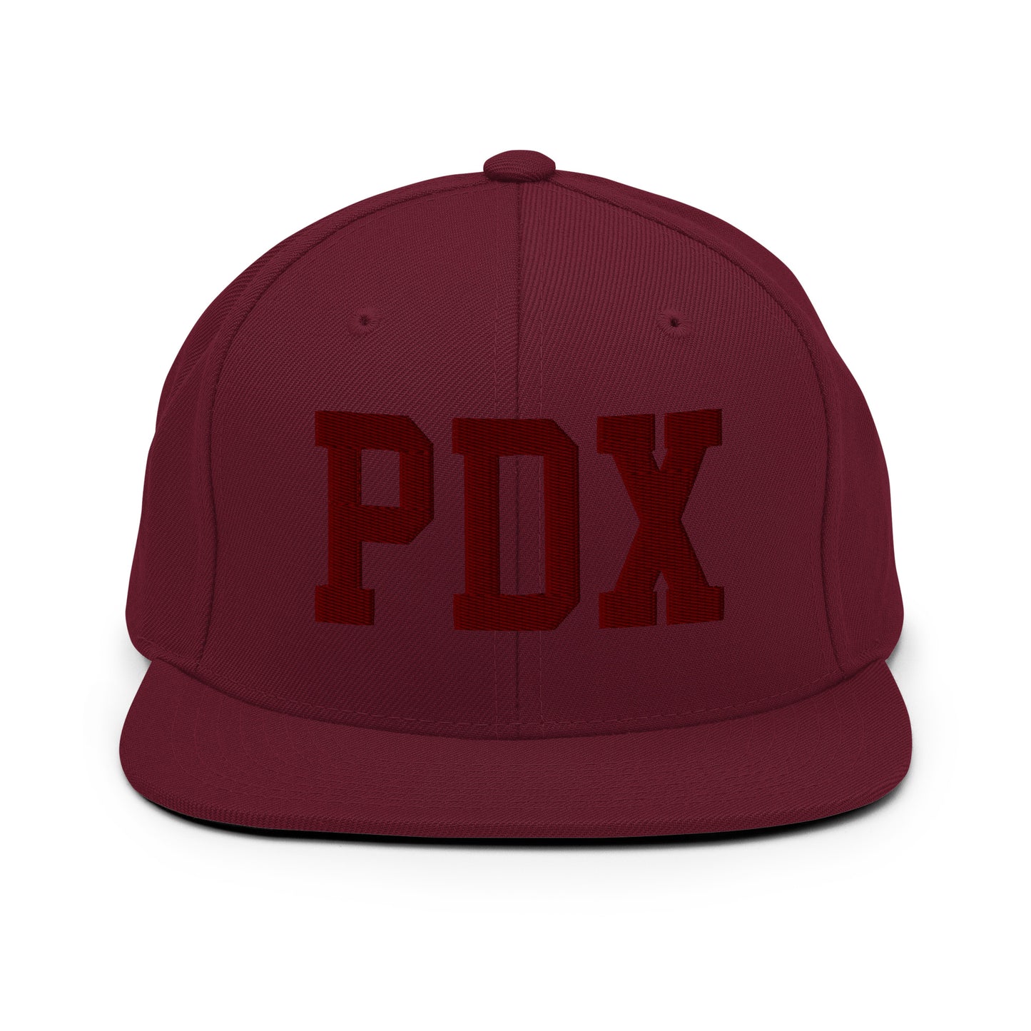 College-Style Snapback Hat • Maroon Embroidery • PDX Portland • YHM Designs - Image 07