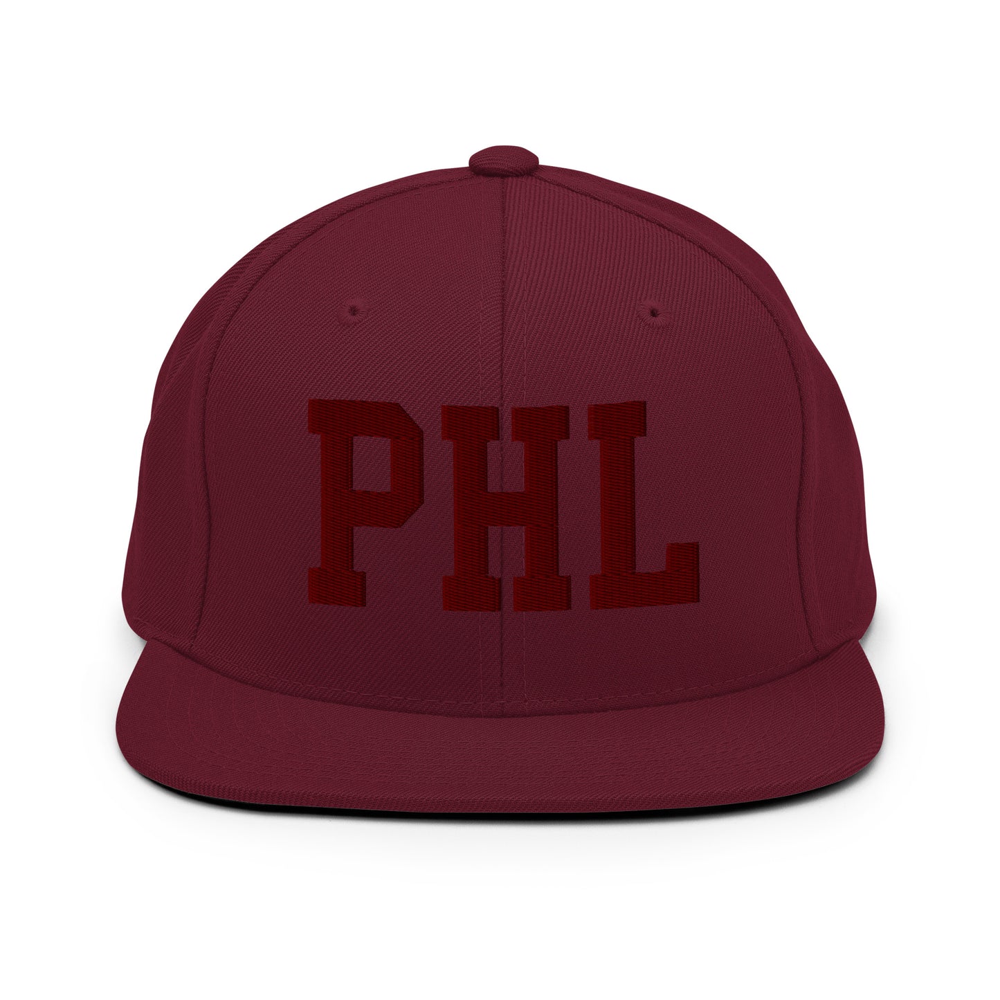 College-Style Snapback Hat • Maroon Embroidery • PHL Philadelphia • YHM Designs - Image 07