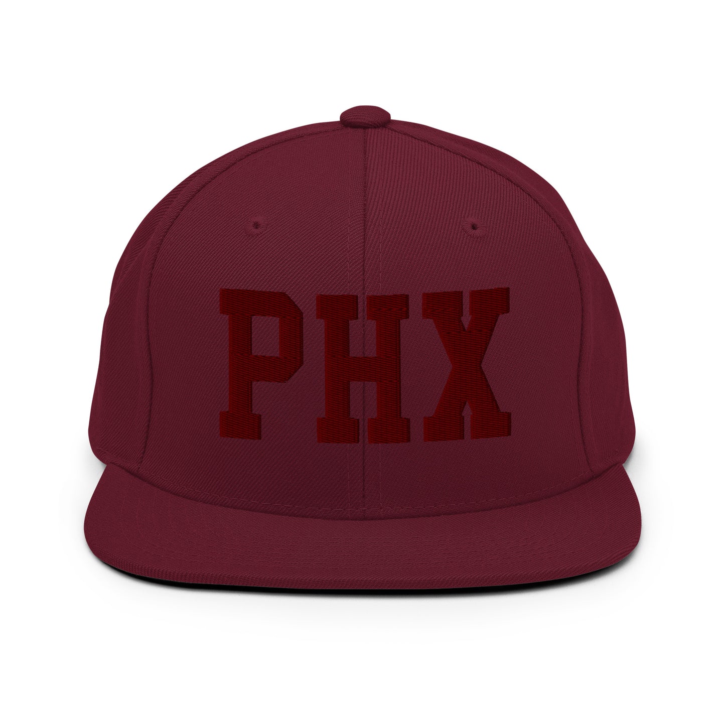College-Style Snapback Hat • Maroon Embroidery • PHX Phoenix • YHM Designs - Image 07