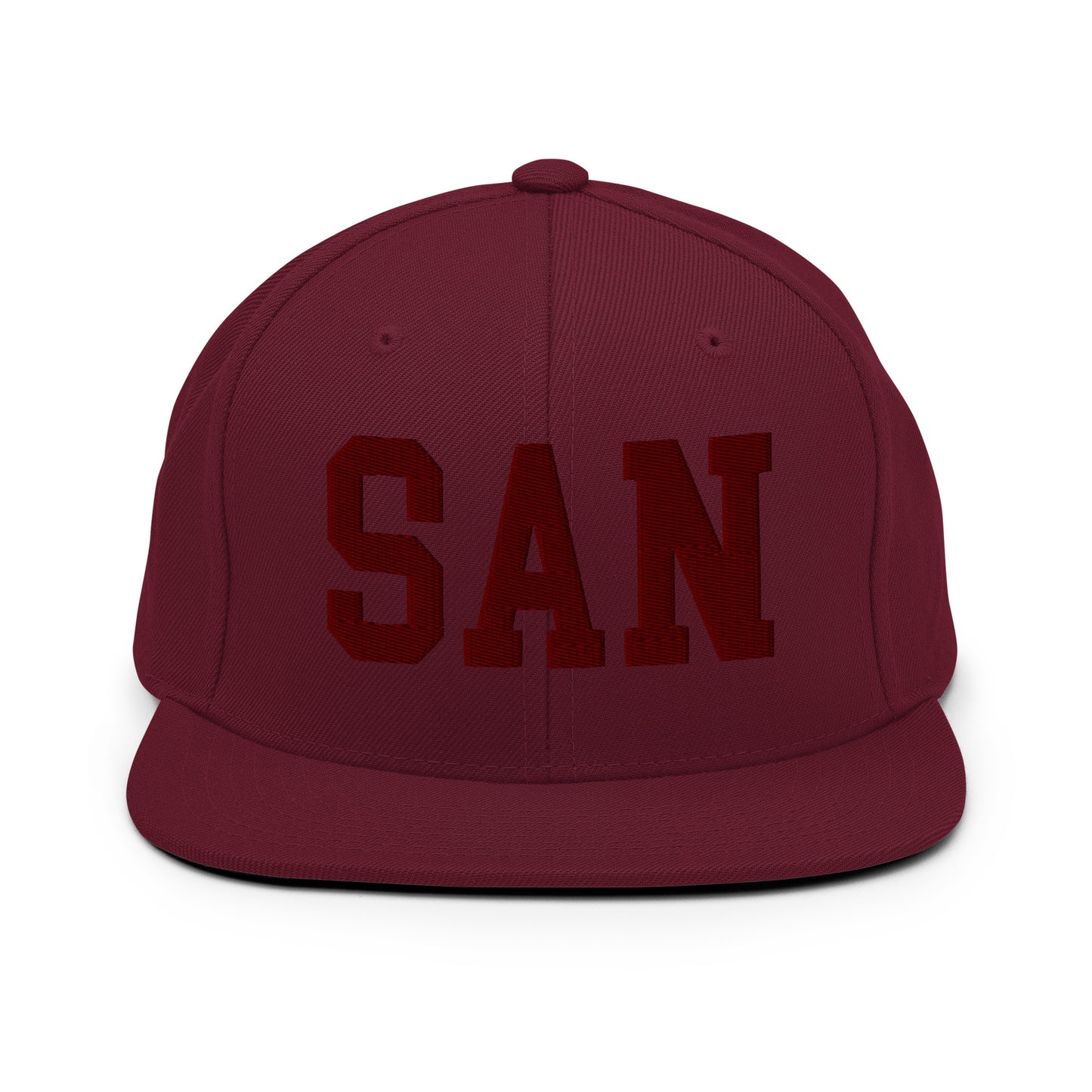 College-Style Snapback Hat • Maroon Embroidery • SAN San Diego • YHM Designs - Image 07