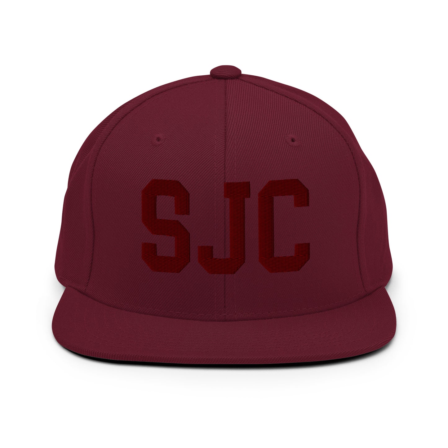 College-Style Snapback Hat • Maroon Embroidery • SJC San Jose • YHM Designs - Image 07