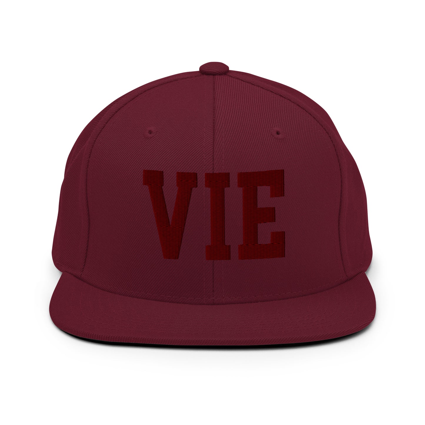 College-Style Snapback Hat • Maroon Embroidery • VIE Vienna • YHM Designs - Image 07