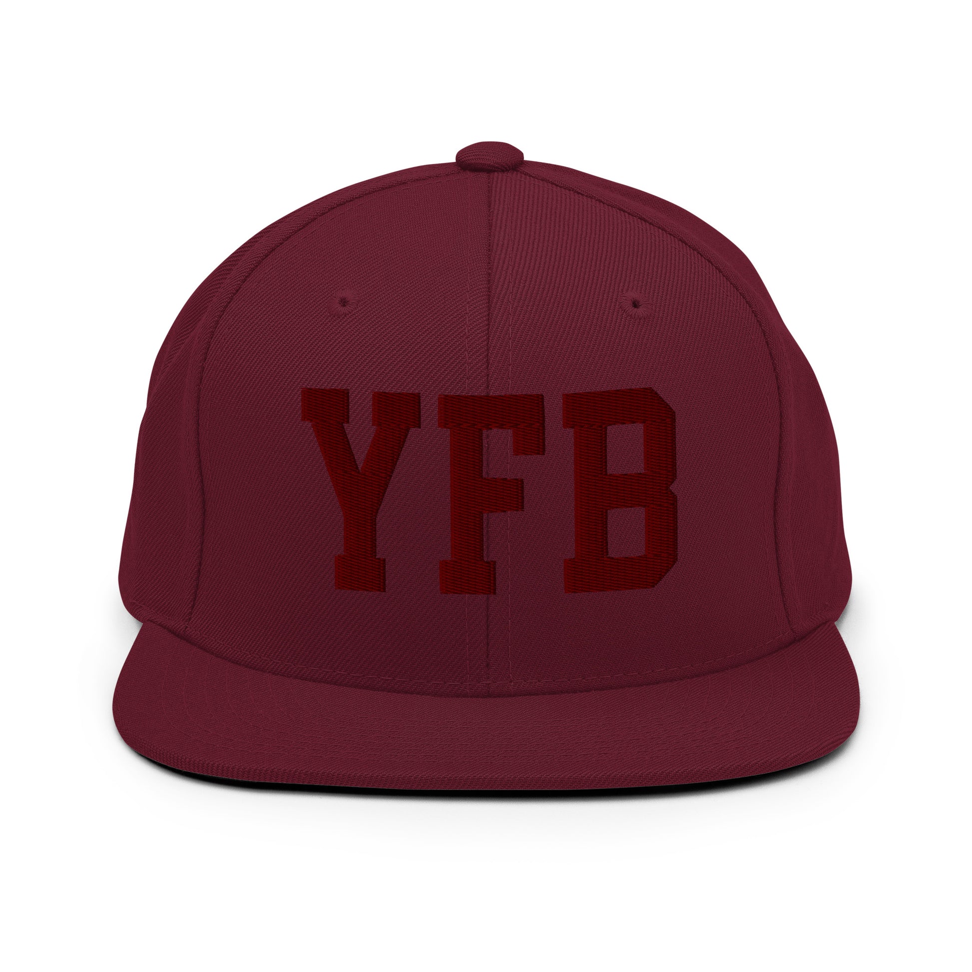 College-Style Snapback Hat • Maroon Embroidery • YFB Iqaluit Souvenir • YHM Designs - Image 07