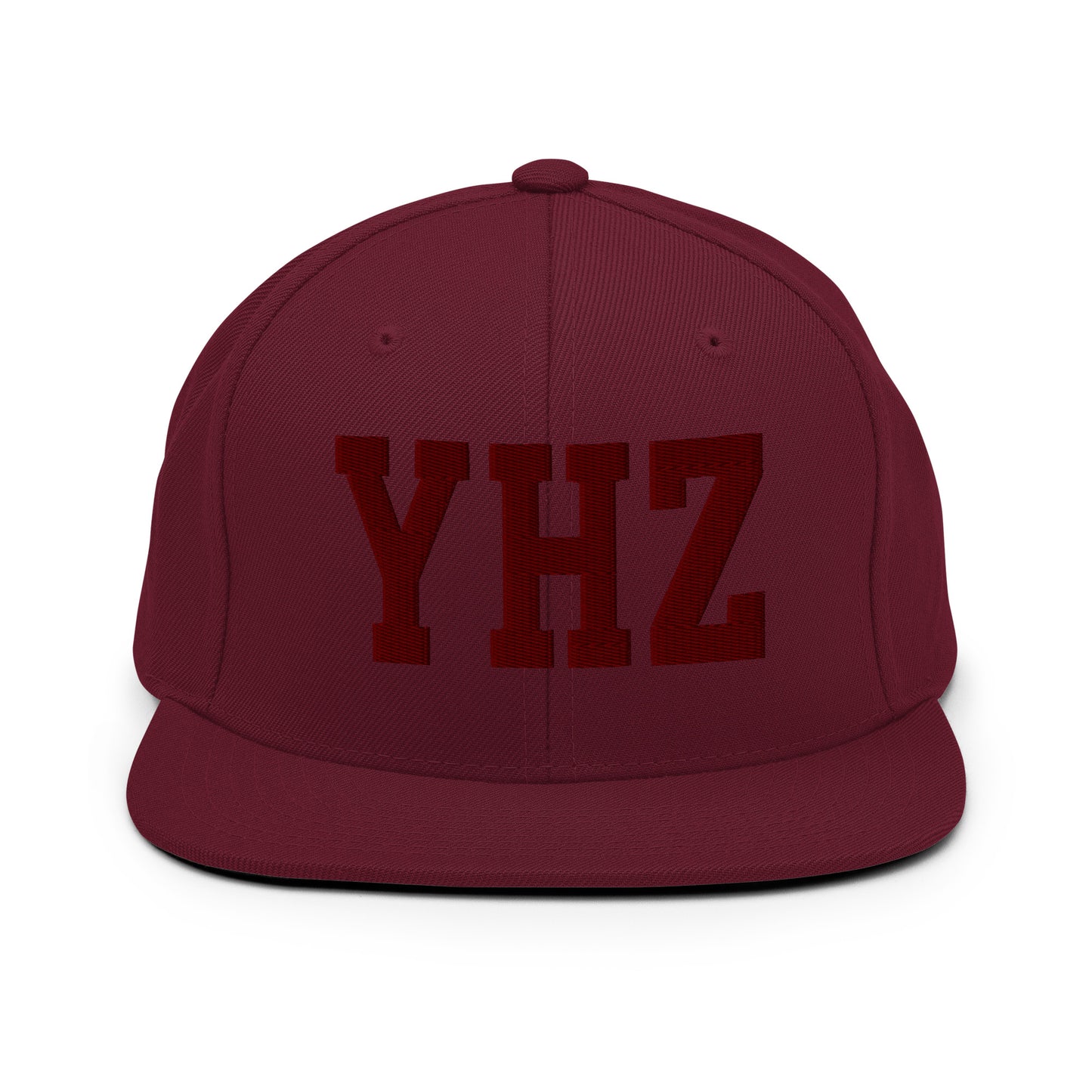 College-Style Snapback Hat • Maroon Embroidery • YHZ Halifax • YHM Designs - Image 07