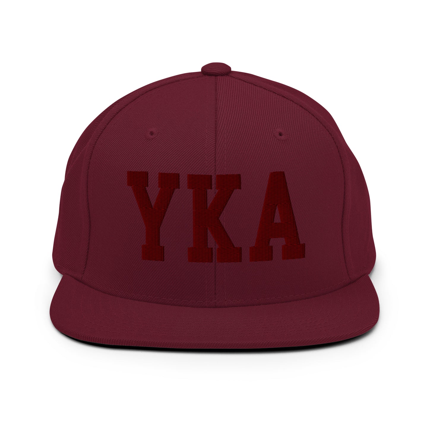 College-Style Snapback Hat • Maroon Embroidery • YKA Kamloops • YHM Designs - Image 07