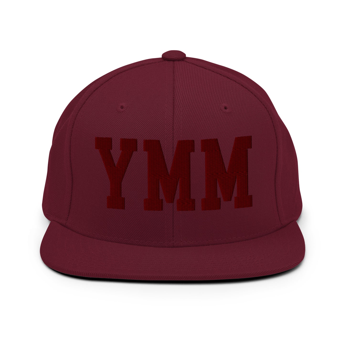 College-Style Snapback Hat • Maroon Embroidery • YMM Fort McMurray • YHM Designs - Image 07