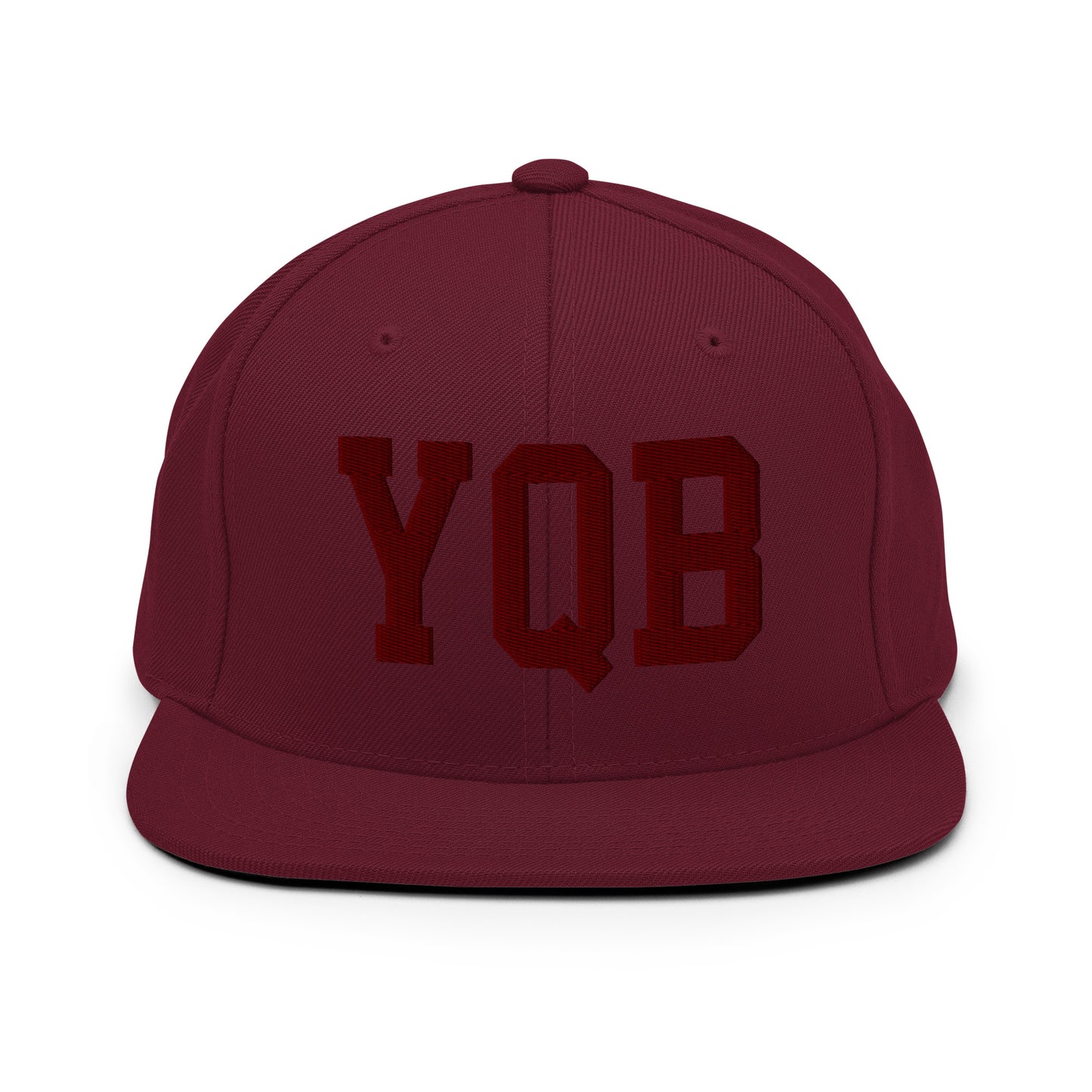 College-Style Snapback Hat • Maroon Embroidery • YQB Quebec City • YHM Designs - Image 07