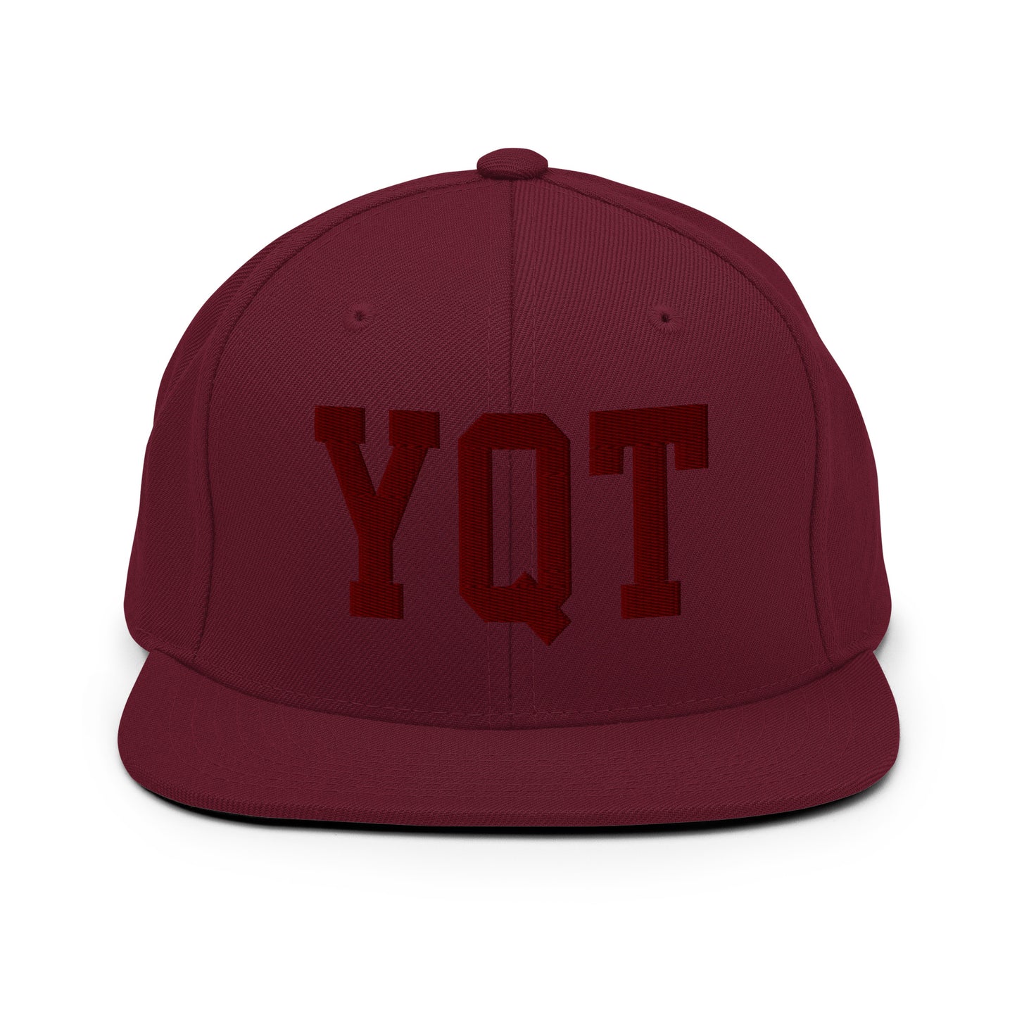 College-Style Snapback Hat • Maroon Embroidery • YQT Thunder Bay • YHM Designs - Image 07