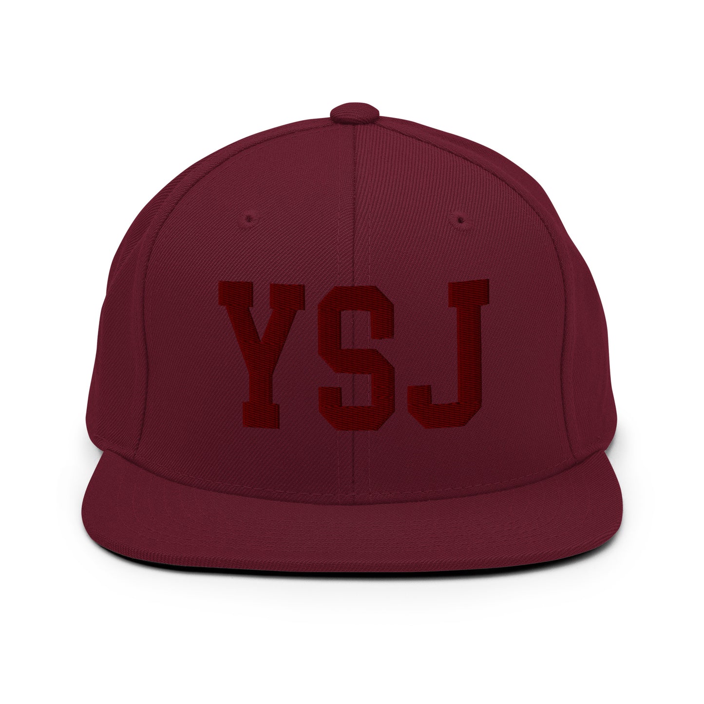 College-Style Snapback Hat • Maroon Embroidery • YSJ Saint John • YHM Designs - Image 07