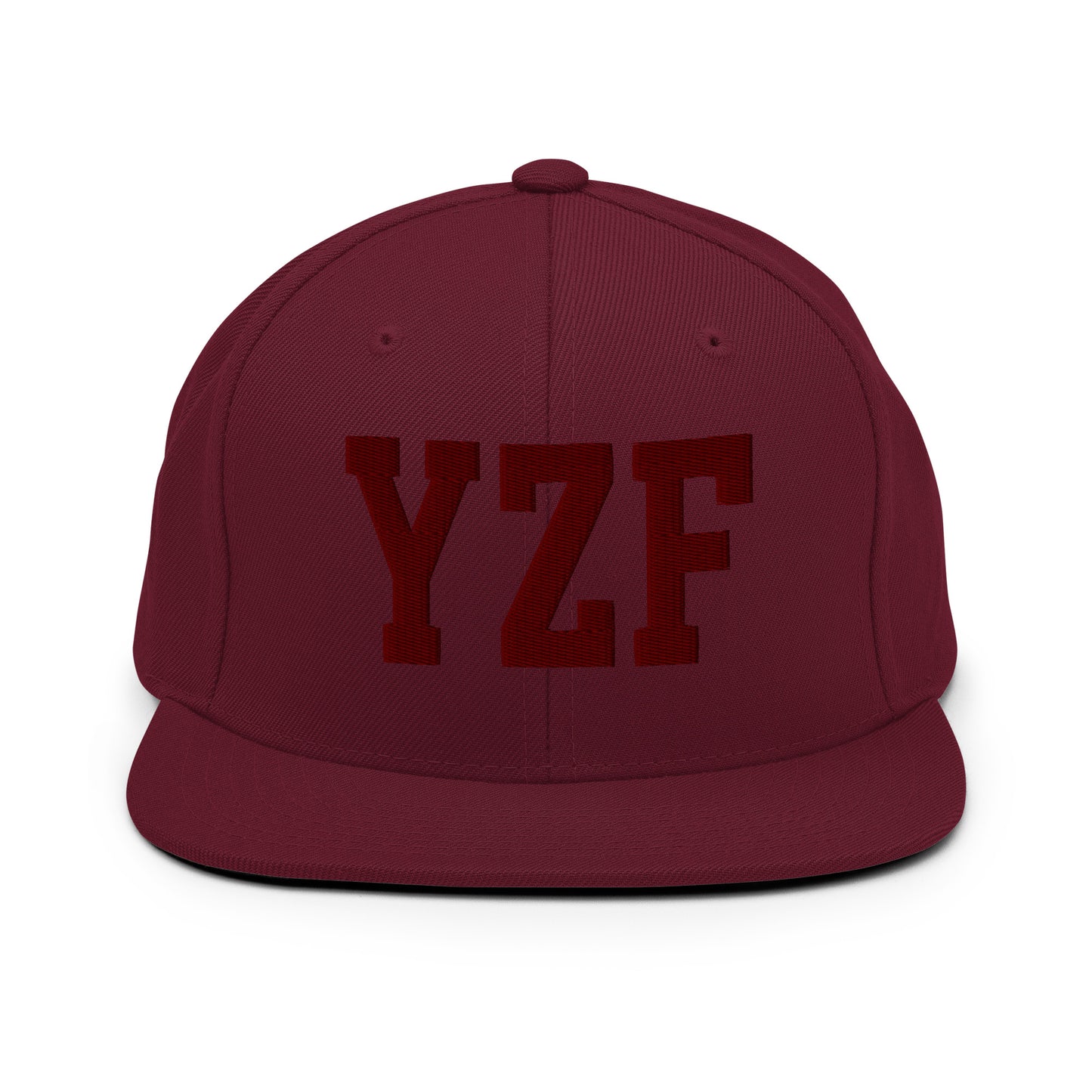College-Style Snapback Hat • Maroon Embroidery • YZF Yellowknife • YHM Designs - Image 07